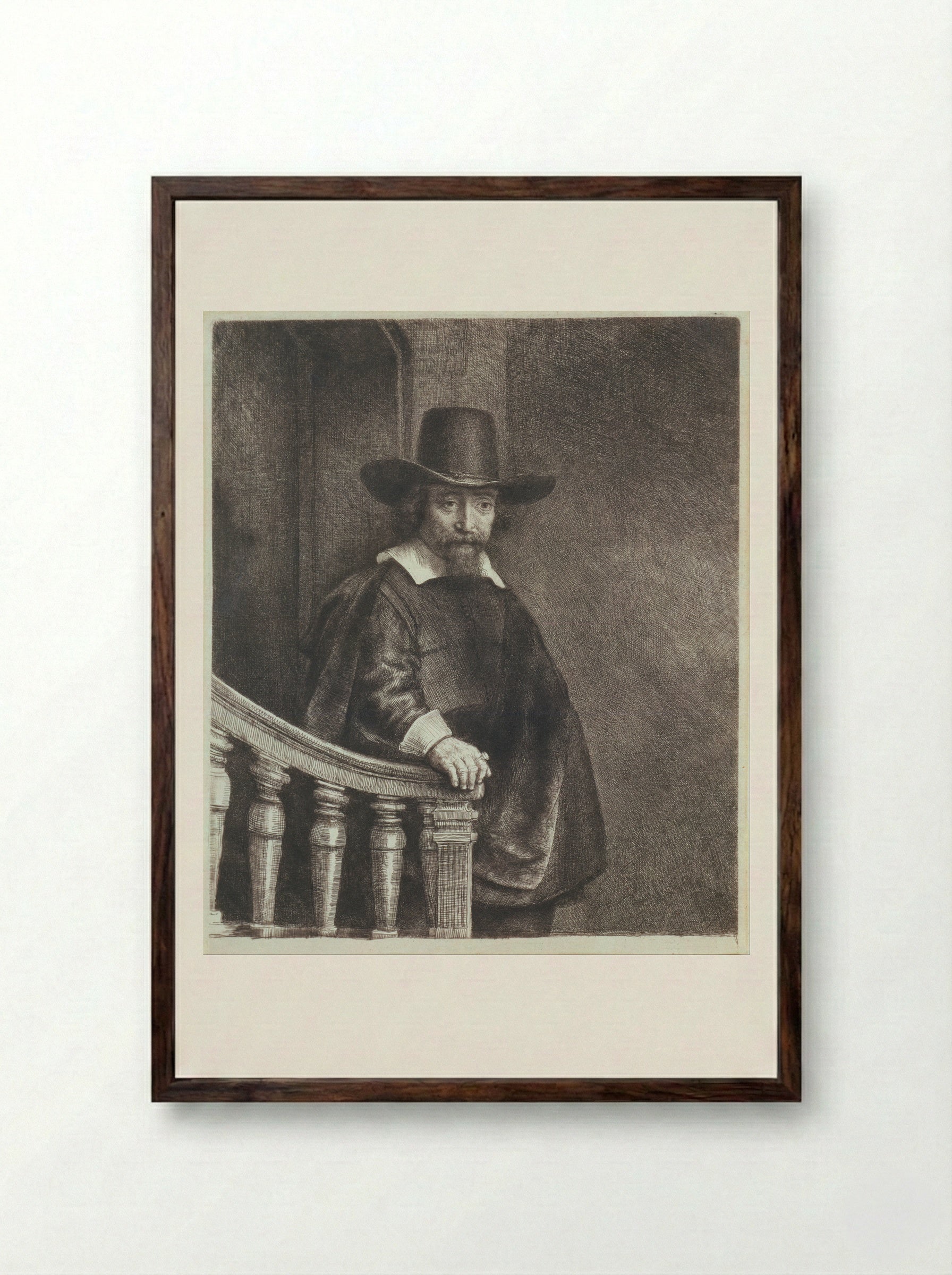 Ephraim Bonus, Jewish Physician - Rembrandt Harmensz. van Rijn - Framed Print Dark Wood