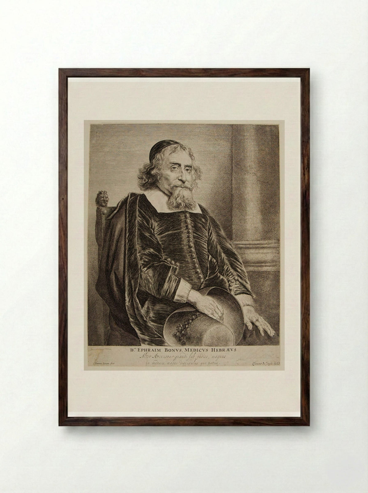 Ephraim Bonus, Jewish Physician - Jan Lievens - Framed Print Dark Wood