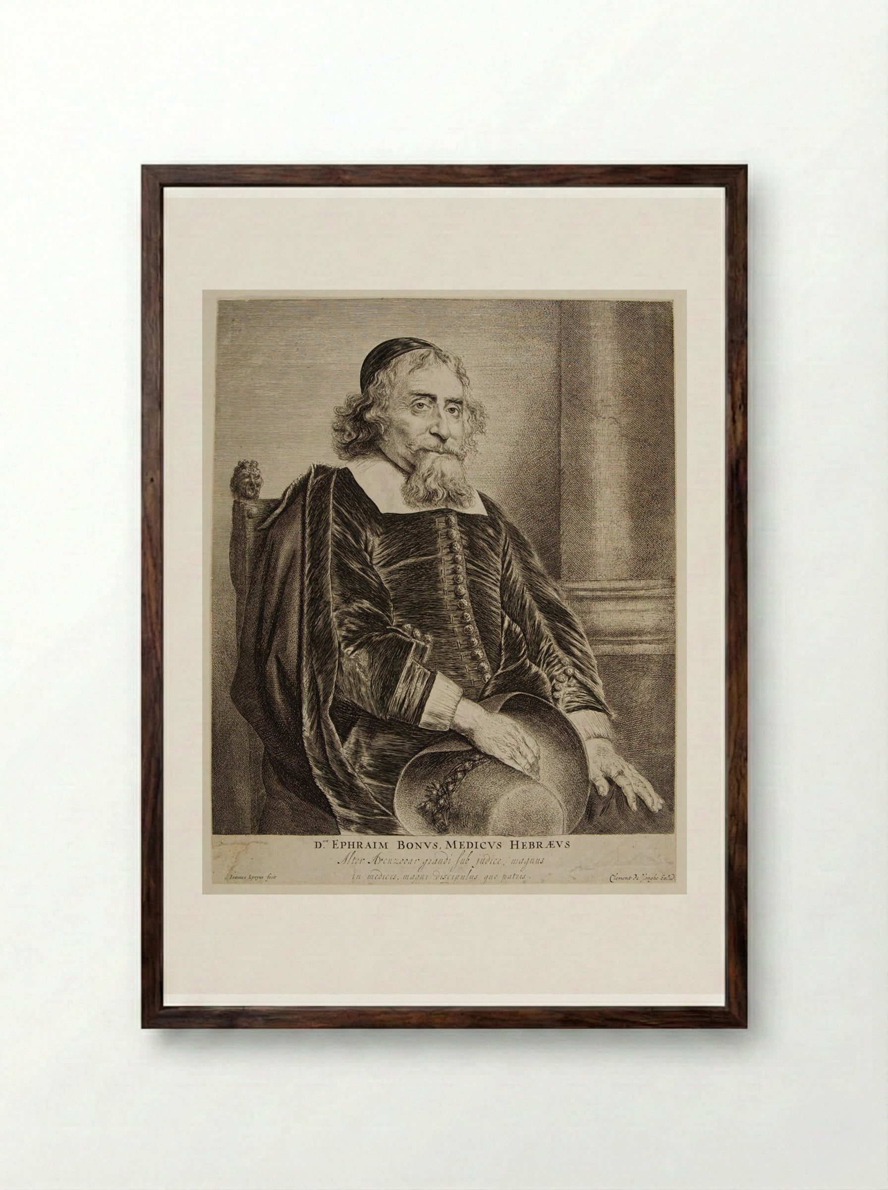 Ephraim Bonus, Jewish Physician - Jan Lievens - Framed Print Dark Wood