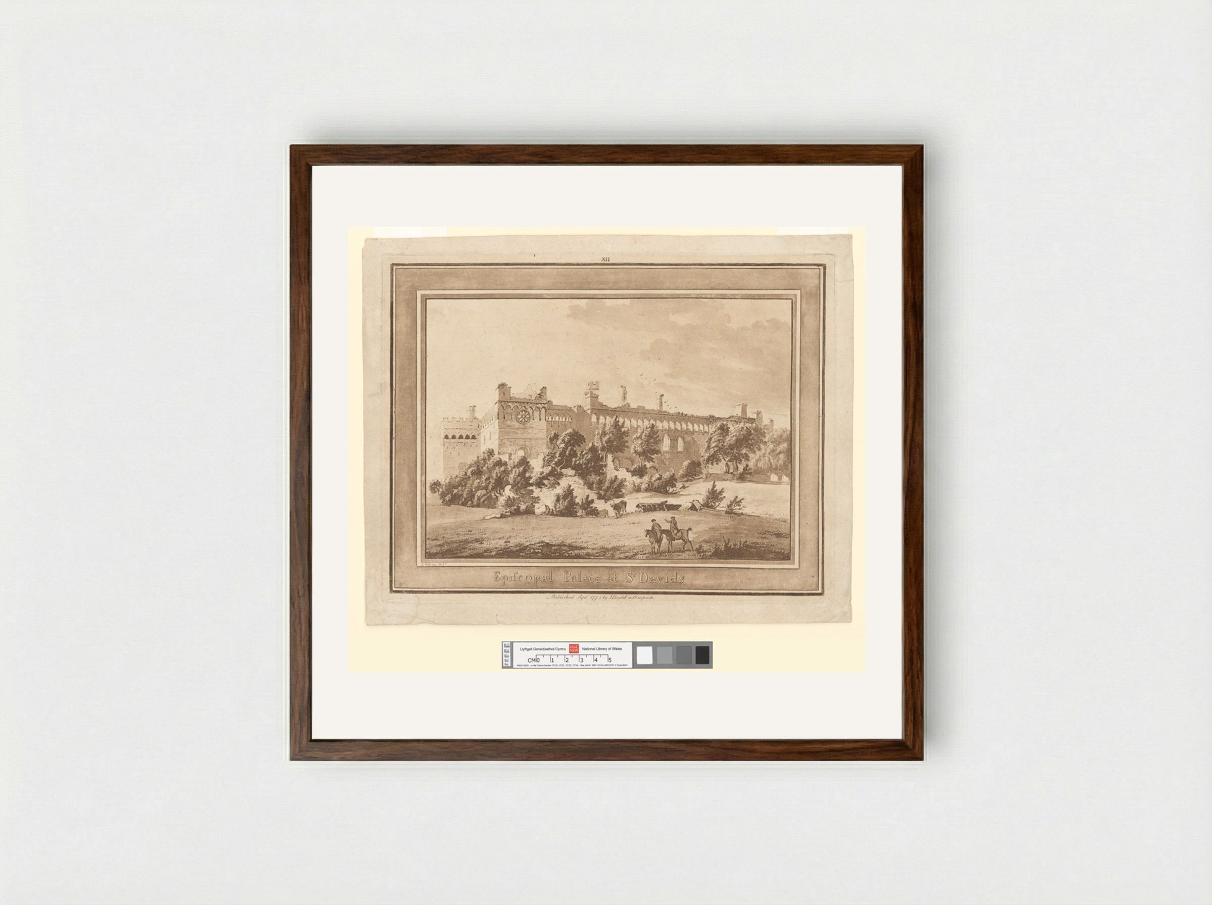 Episcopal Palace at St. David's - Paul Sandby - Framed Print Dark Wood