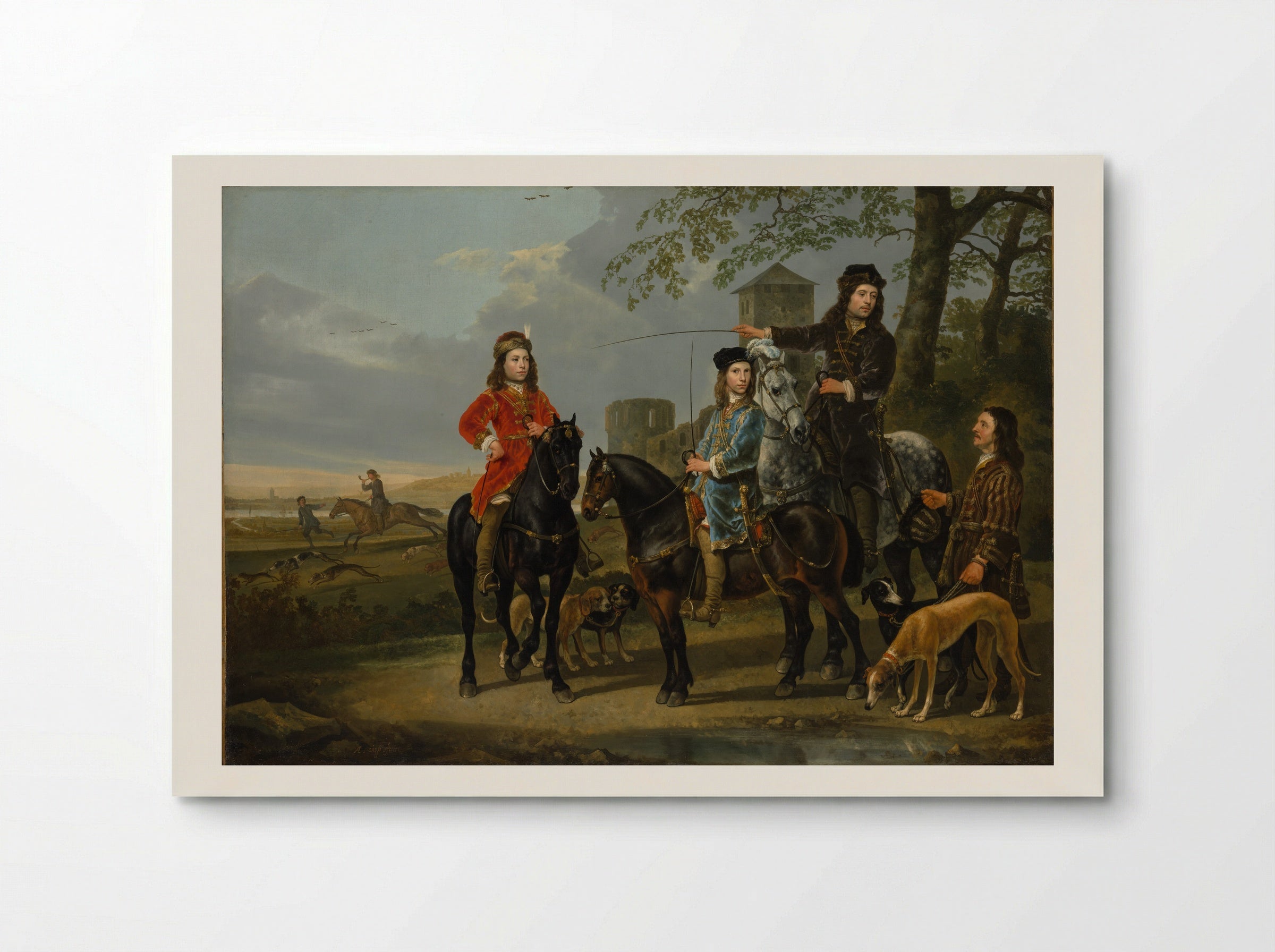 Equestrian Portrait of Cornelis and Michiel Pompe van Meerdervoort with Their Tutor and Coachman - Aelbert Cuyp - Poster