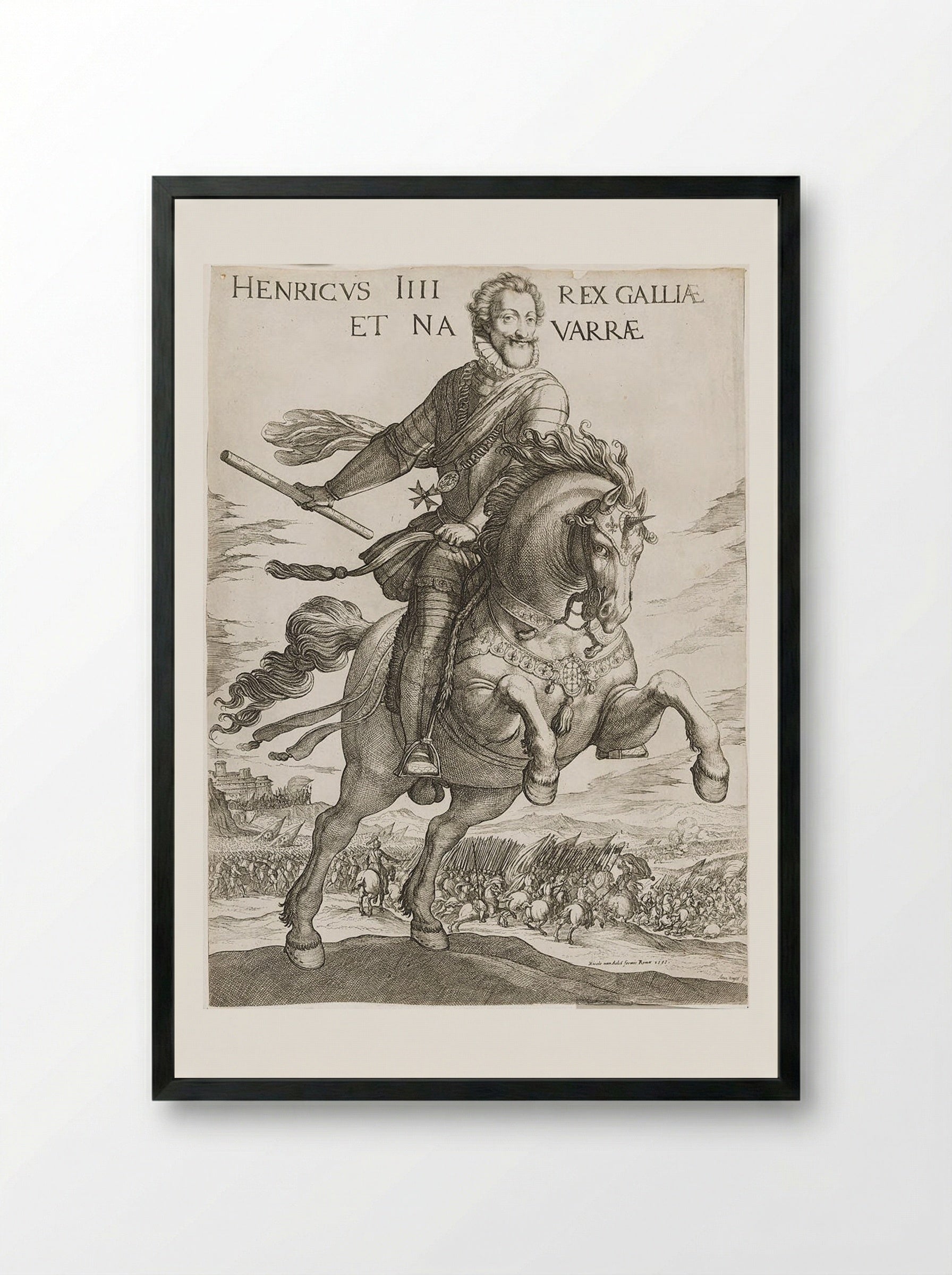 Equestrian Portrait of Henry IV, King of France - Antonio Tempesta - Framed Print Black