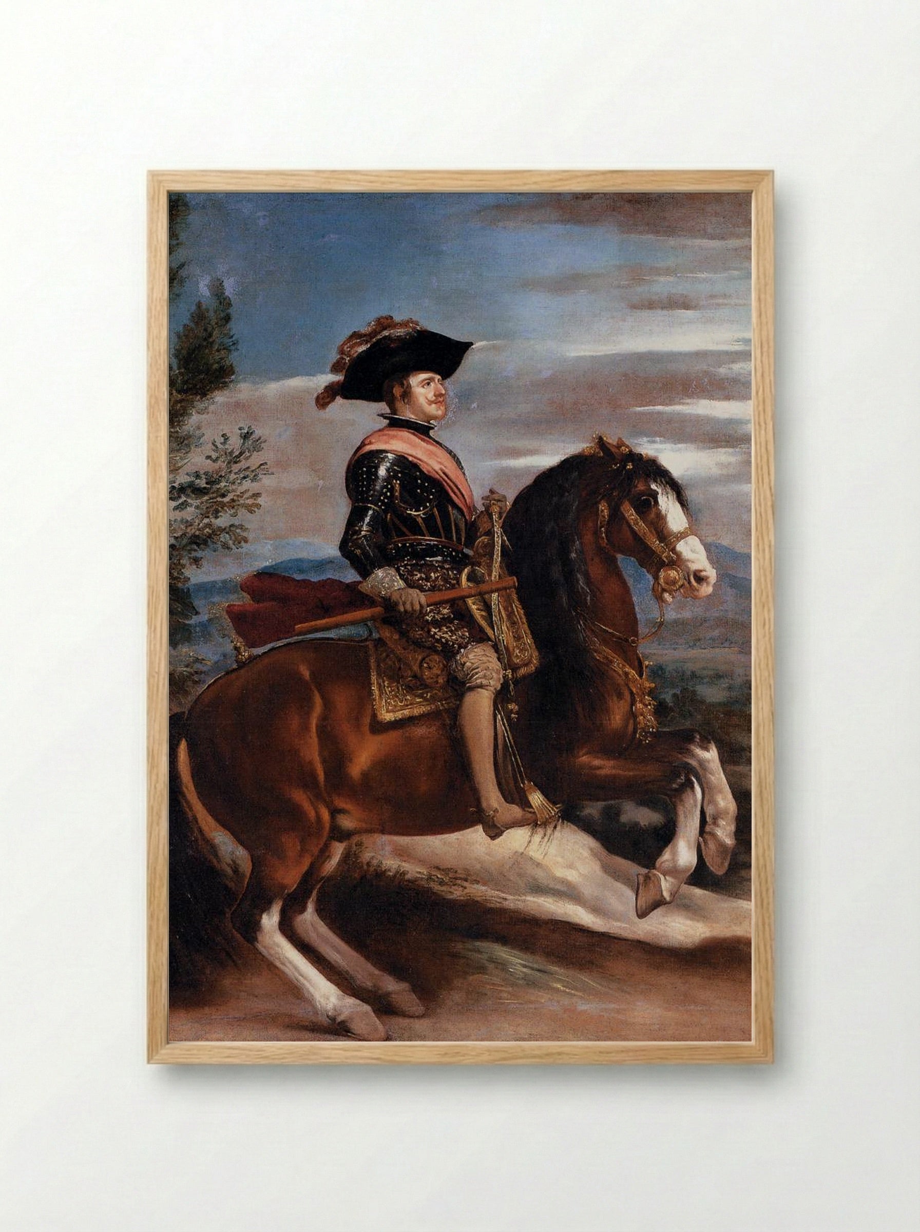 Equestrian Portrait of Philip IV - Diego Velázquez - Framed Print Wood