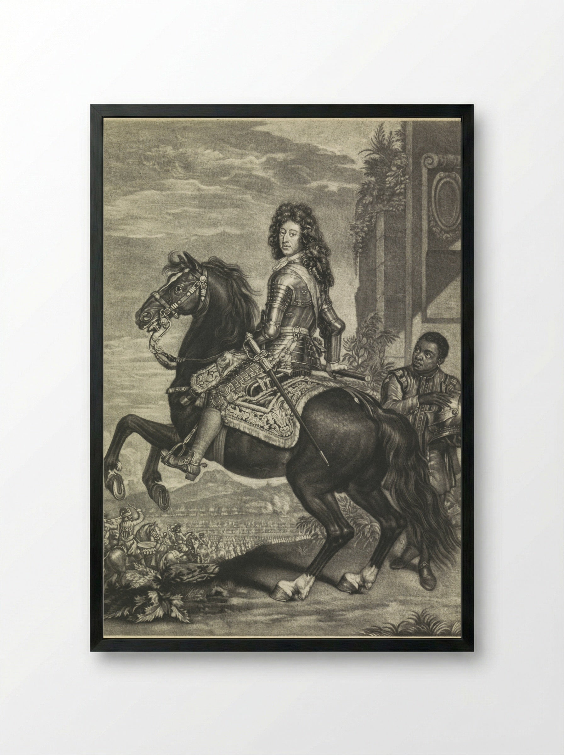 Equestrian Portrait of William III, Prince of Orange - Arnoud van Halen - Framed Print Black