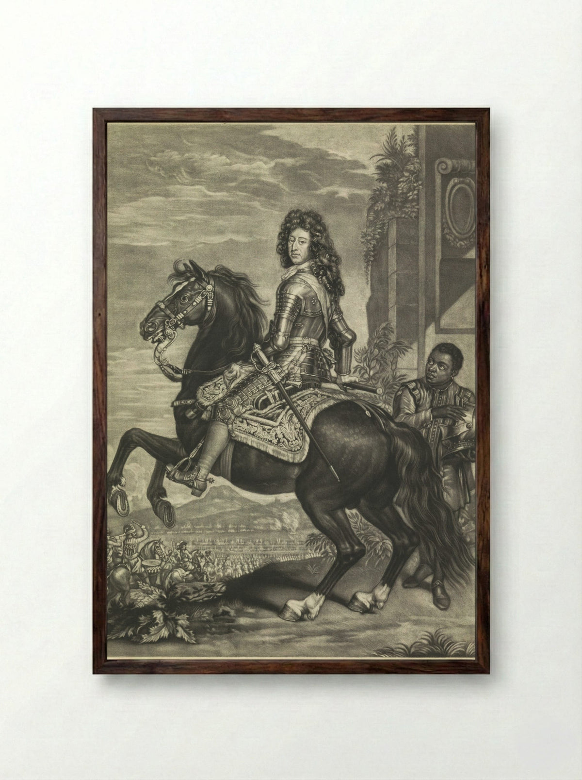 Equestrian Portrait of William III, Prince of Orange - Arnoud van Halen - Framed Print Dark Wood
