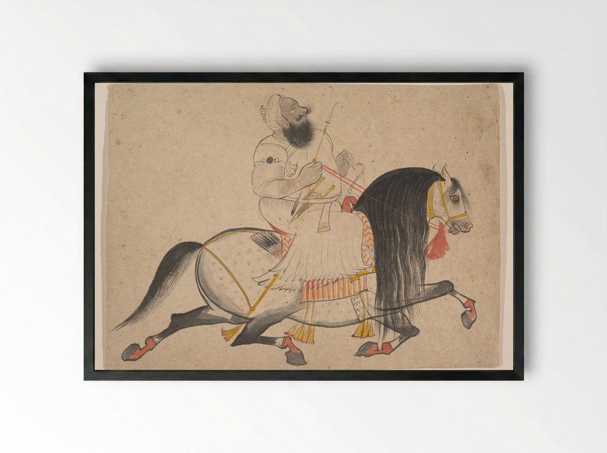 Equestrian Portrait of a Noble - Bakhta - Framed Print Black