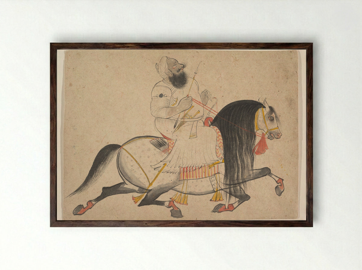 Equestrian Portrait of a Noble - Bakhta - Framed Print Dark Wood