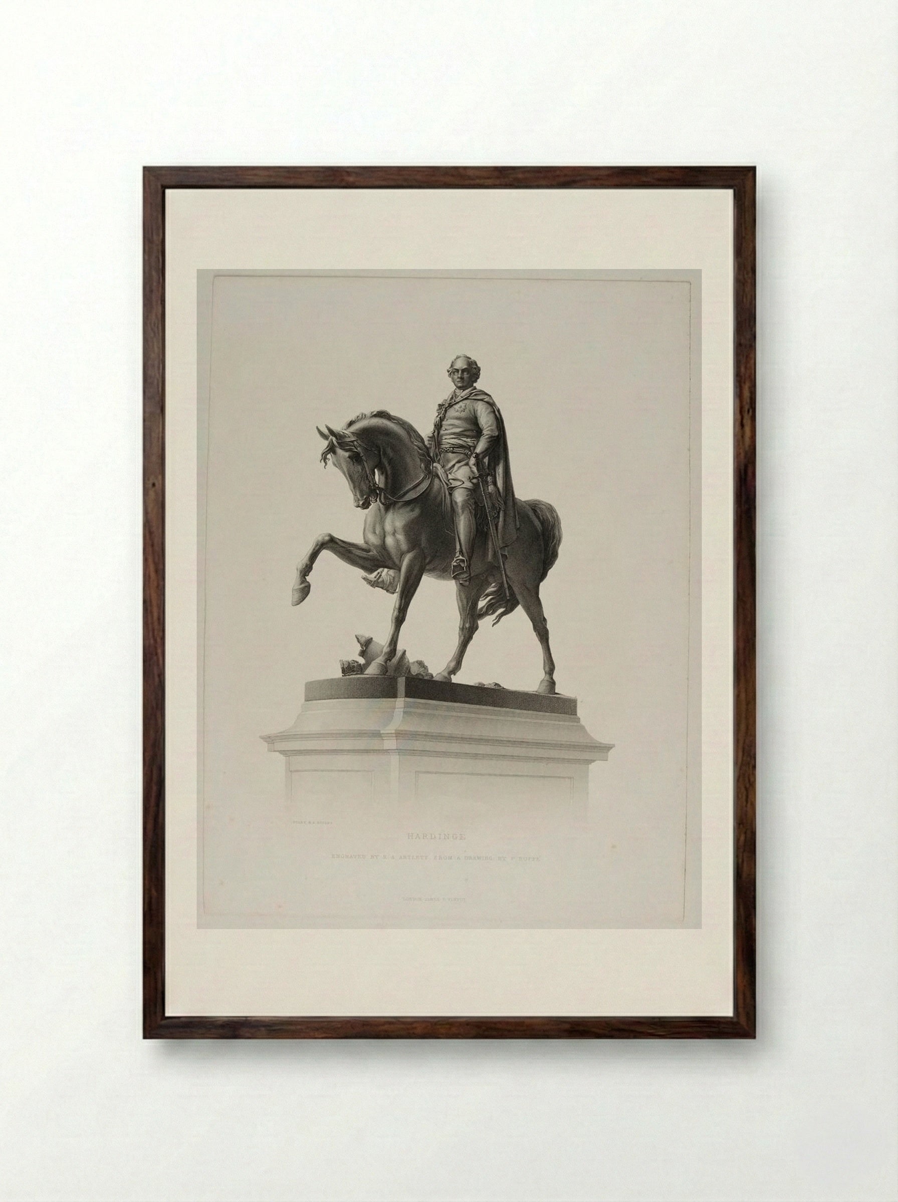 Equestrian Statue of Viscount Henry Hardinge - Richard Austin Artlett - Framed Print Dark Wood