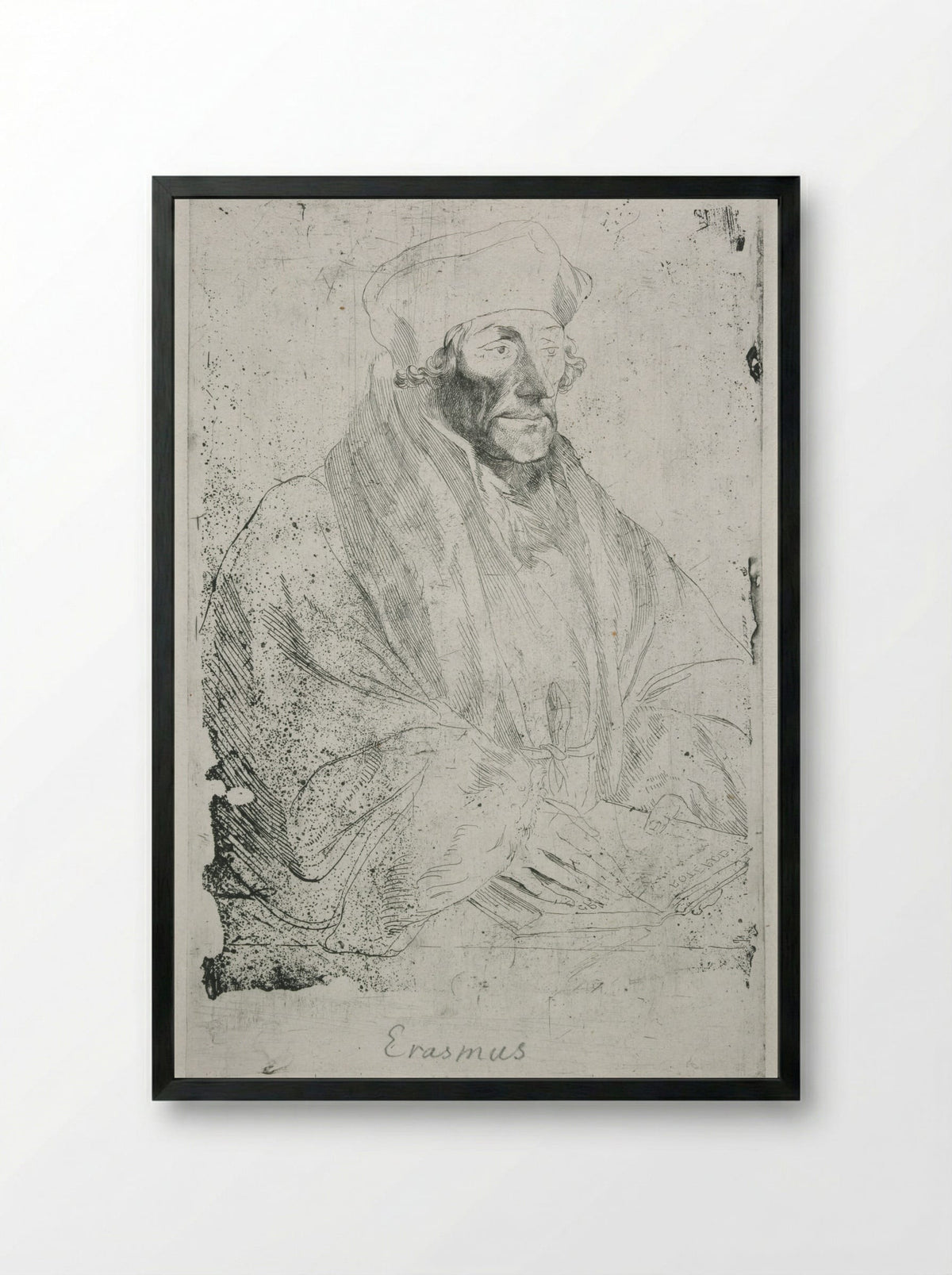 Erasmus of Rotterdam - Anthony van Dyck - Framed Print Black