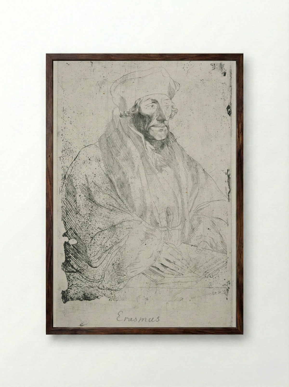 Erasmus of Rotterdam - Anthony van Dyck - Framed Print Dark Wood