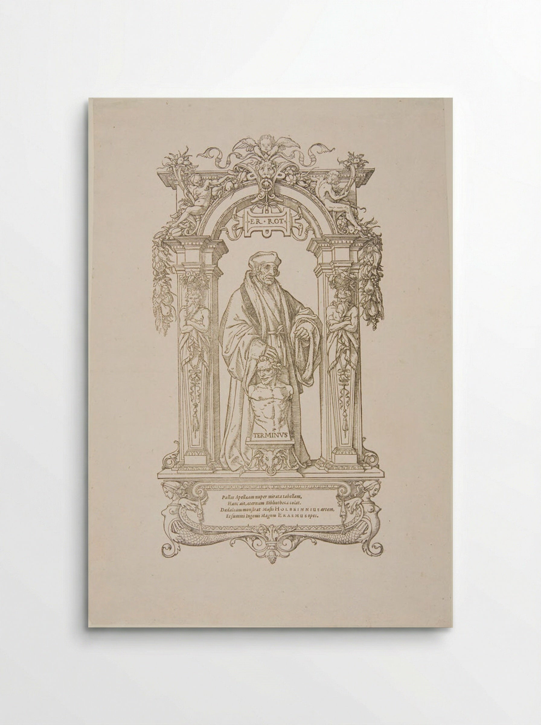 Erasmus with the Statue of Terminus - Hans Holbein the Younger - Poster
