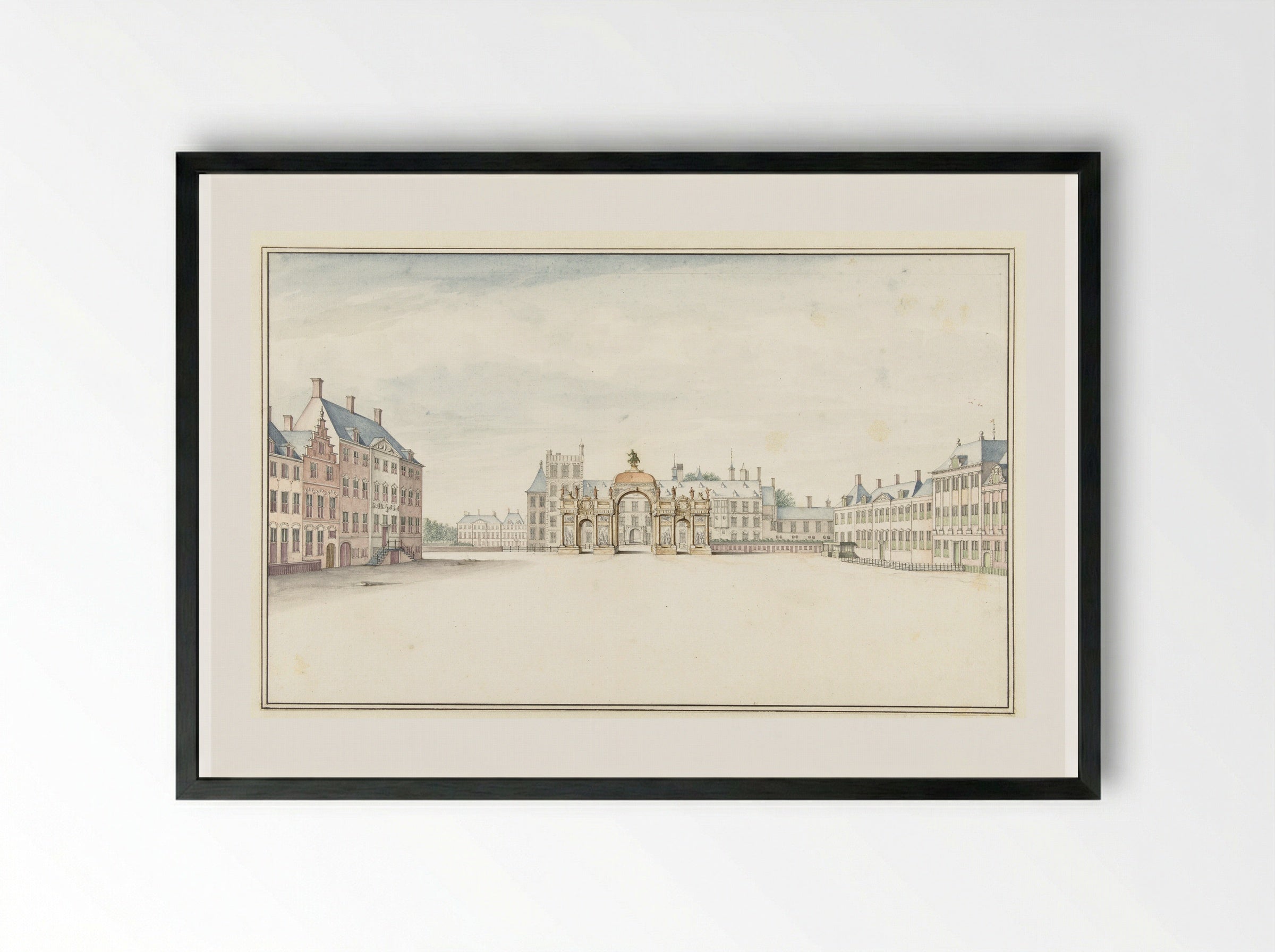 Ereboog voor koning Willem III aan Den Haag - Jan van Call (I) - Framed Print Black