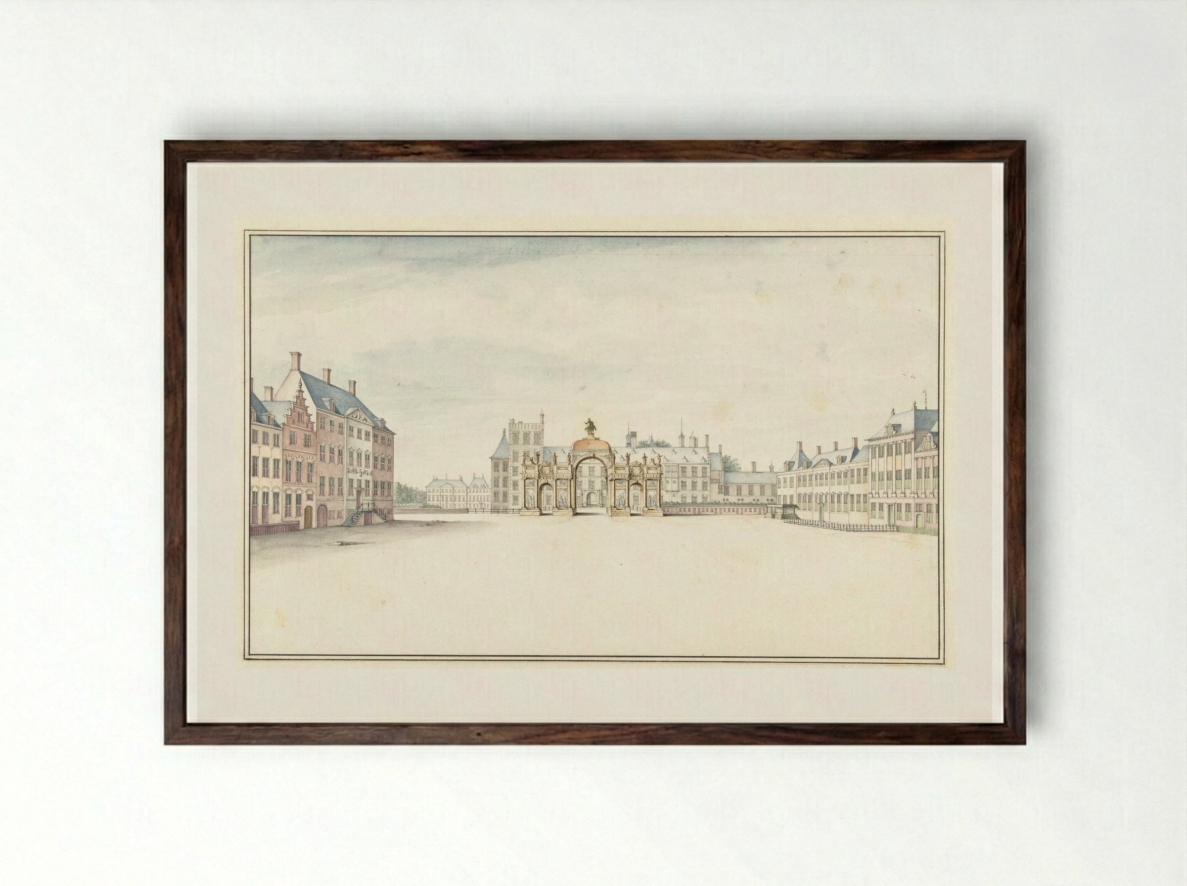 Ereboog voor koning Willem III aan Den Haag - Jan van Call (I) - Framed Print Dark Wood