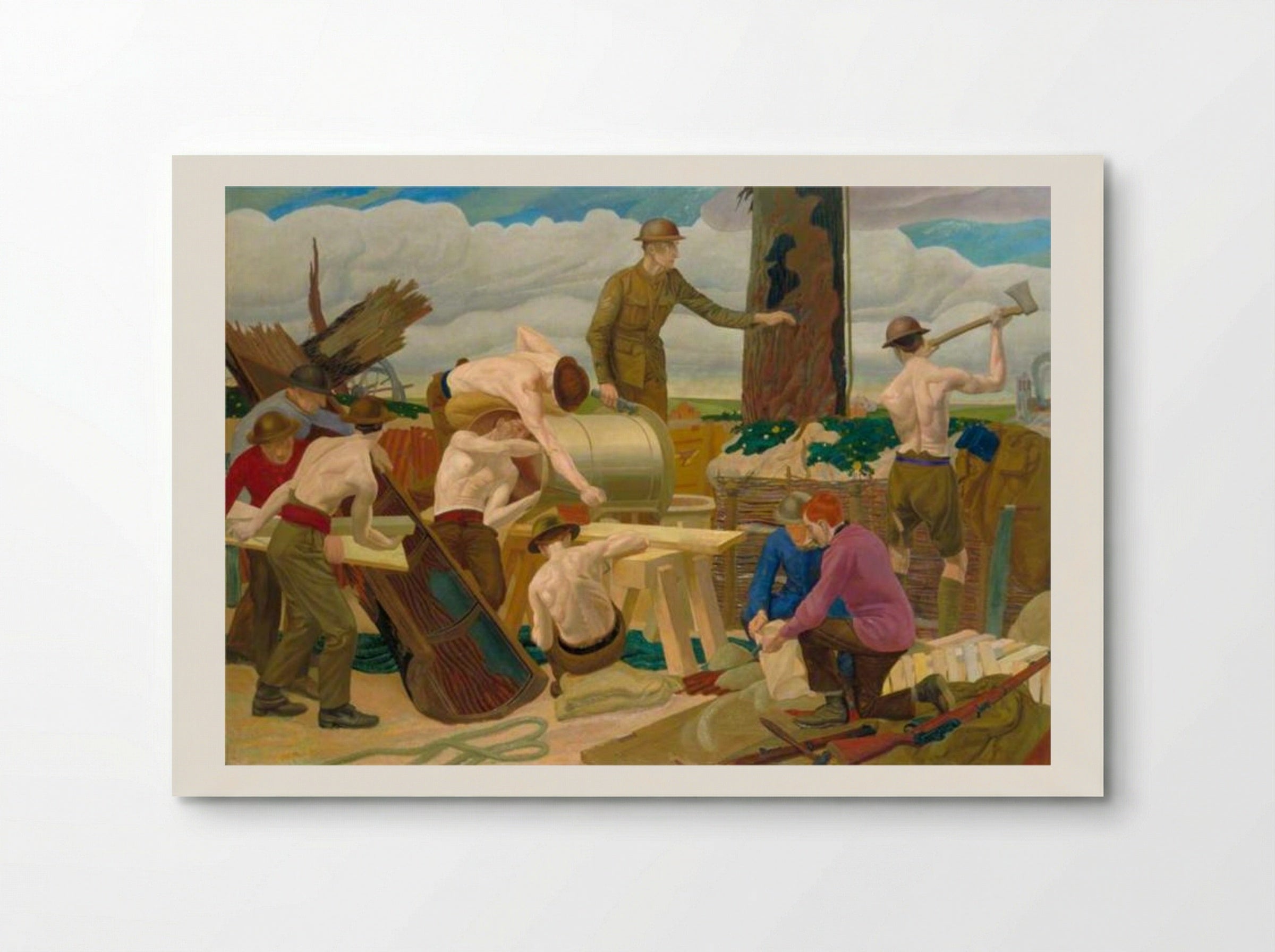 Erecting a Camouflage Tree - Leon Underwood - Poster