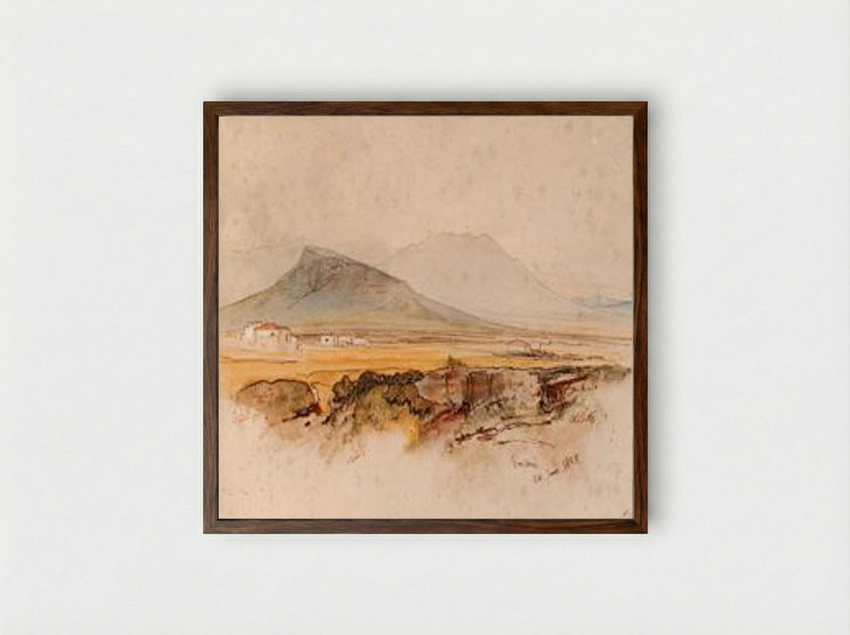 Eretria, Euboea, Greece - Edward Lear - Framed Print Dark Wood