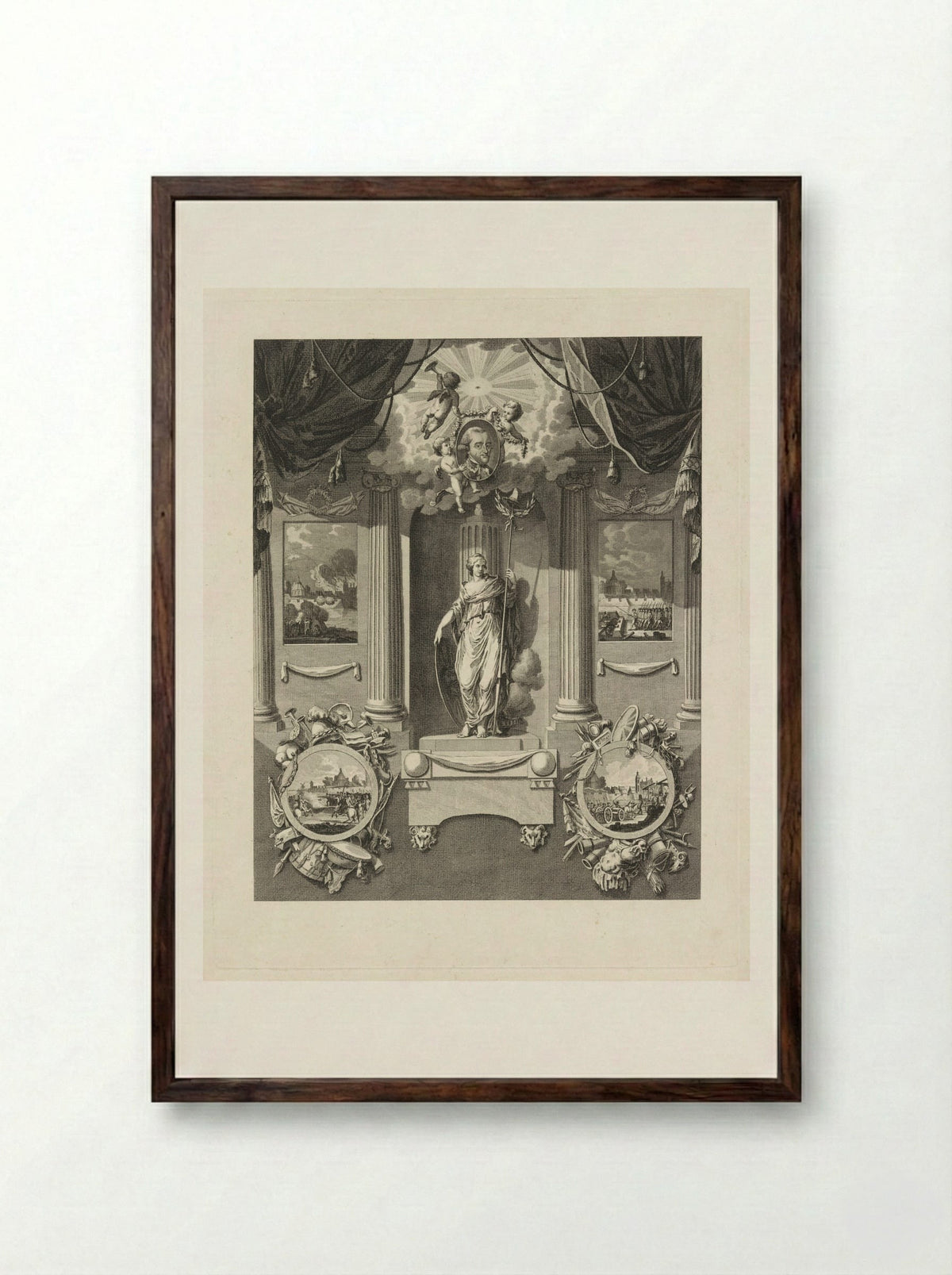 Erezuil voor luitenant-generaal Carel Baron van Boetzelaer - Cornelis Brouwer - Framed Print Dark Wood