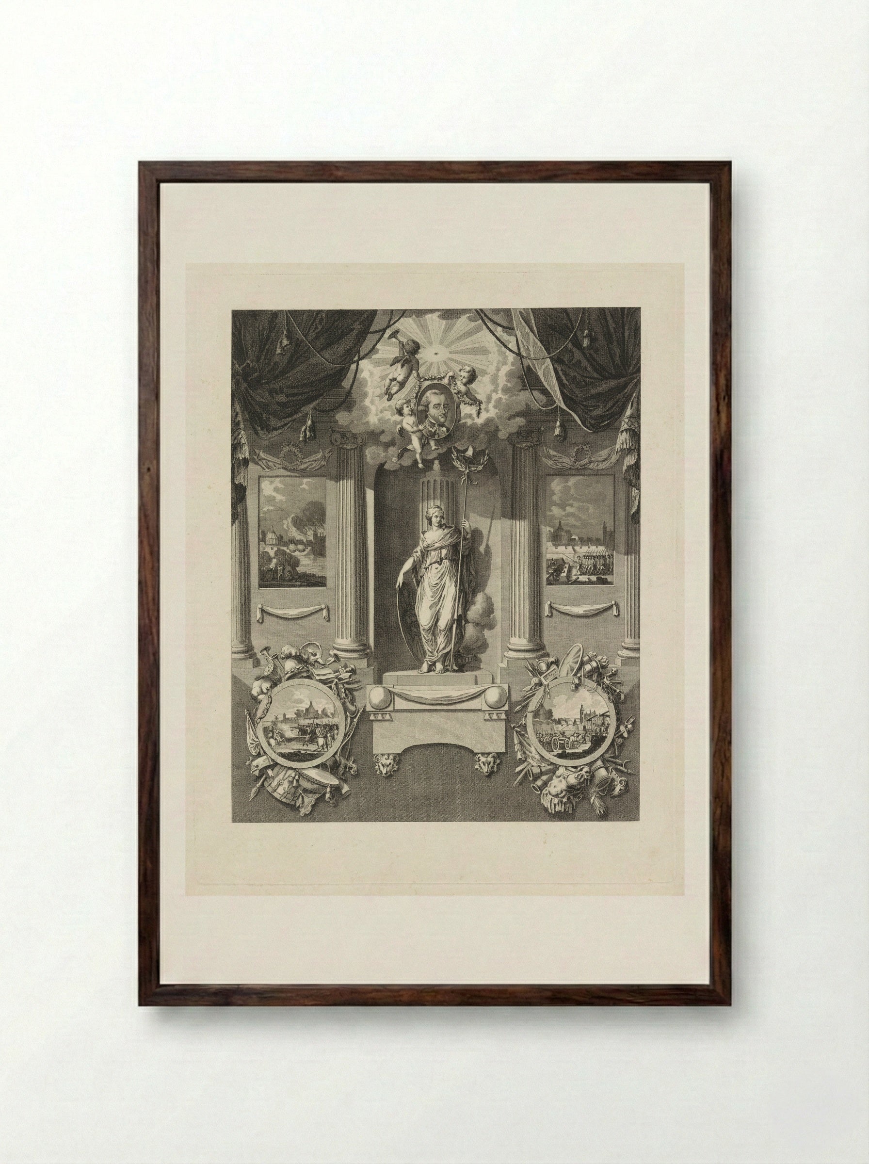 Erezuil voor luitenant-generaal Carel Baron van Boetzelaer - Cornelis Brouwer - Framed Print Dark Wood