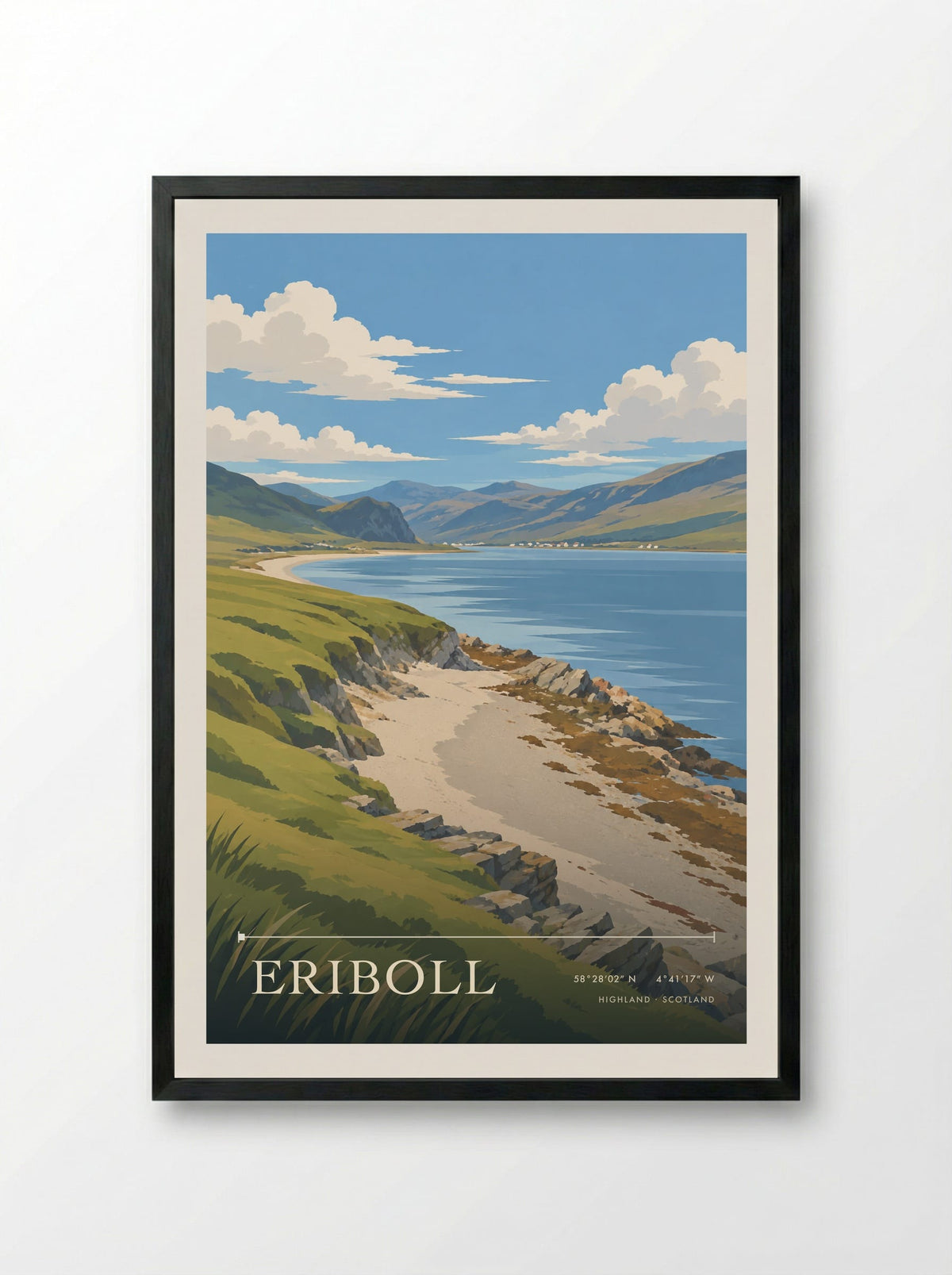 Eriboll, Highland | Travel Poster - Framed Print Black