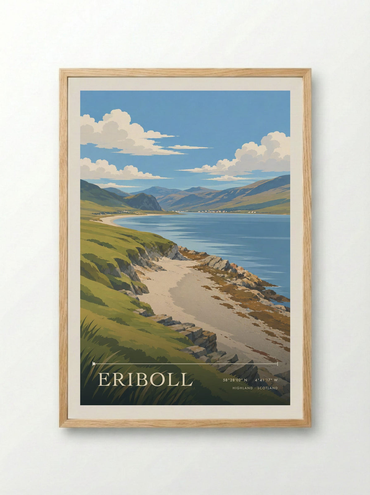 Eriboll, Highland | Travel Poster - Framed Print Wood