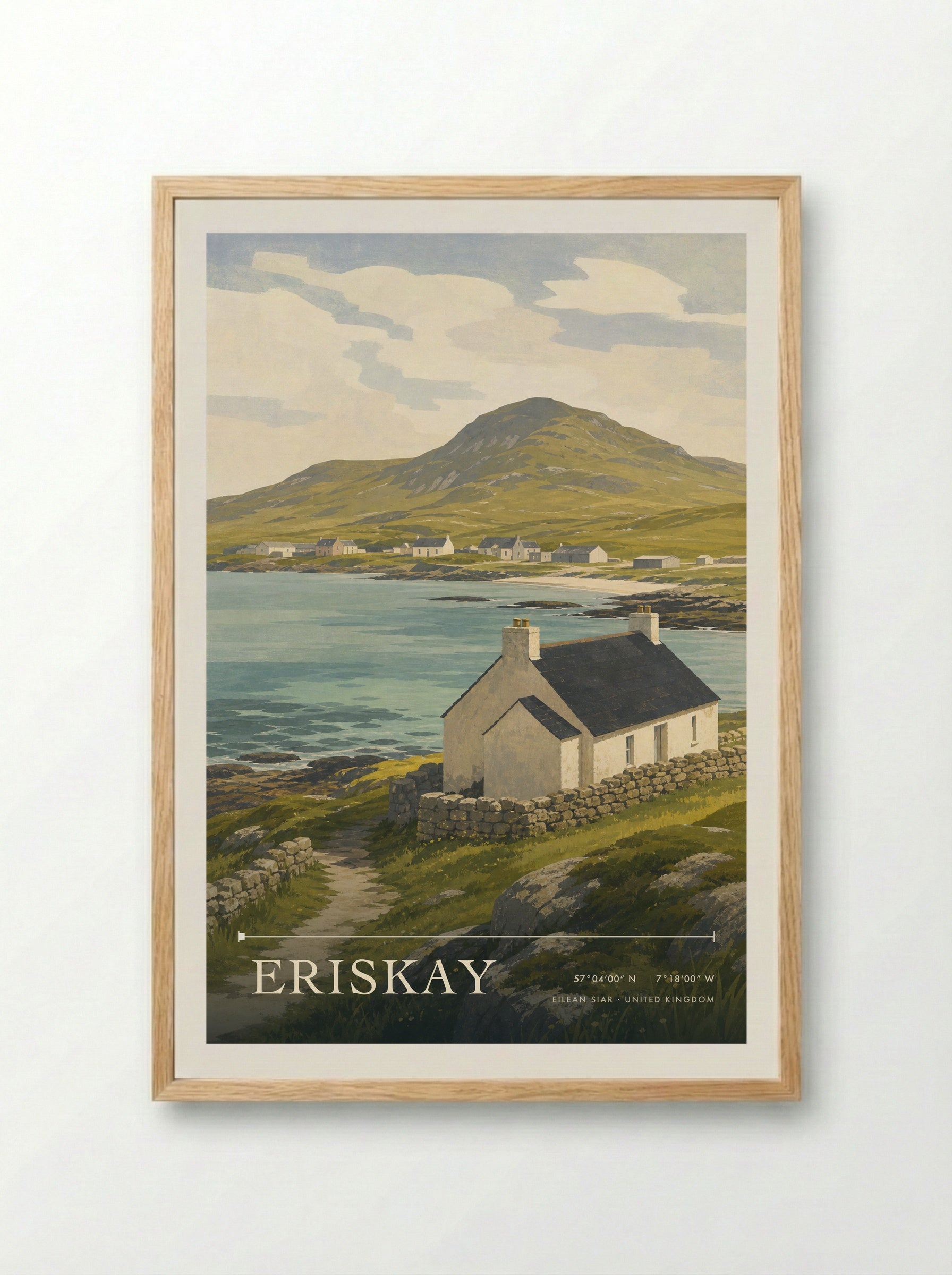 Eriskay Eilean Siar United Kingdom Travel Poster - Framed Print Wood