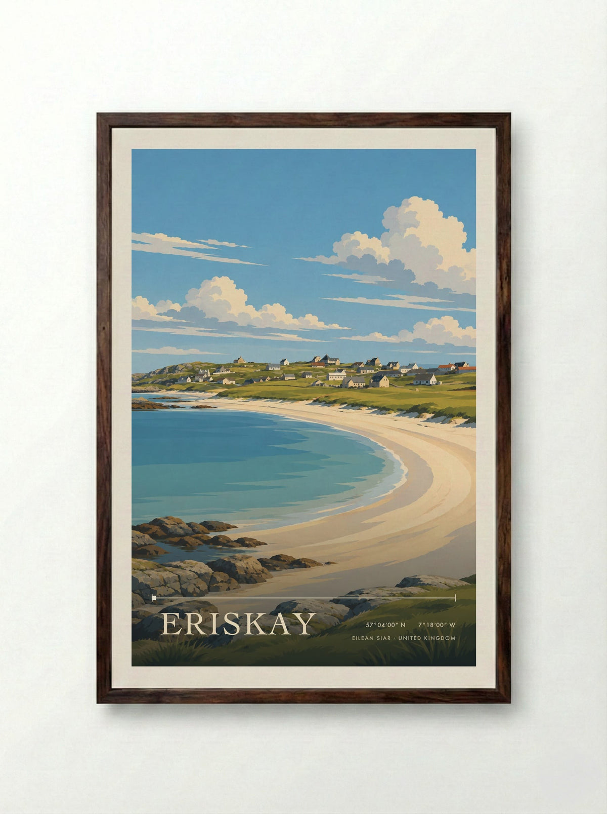 Eriskay, Eilean Siar | Travel Poster - Framed Print Dark Wood