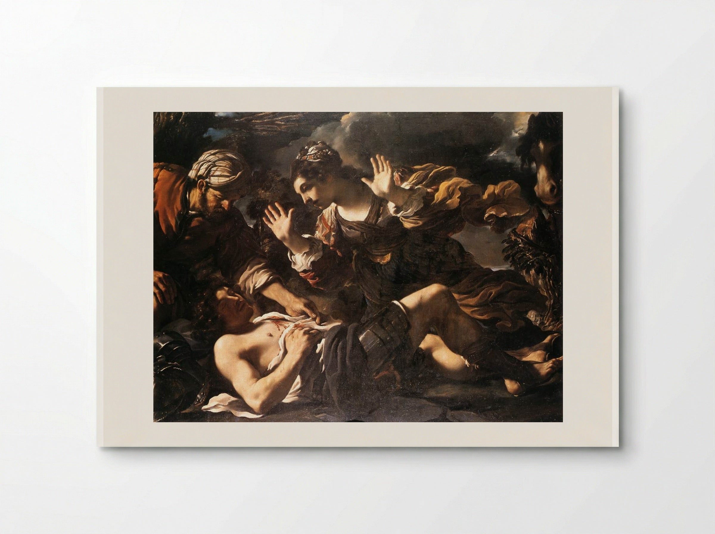 Erminia Finds the Wounded Tancred - Guercino - Poster