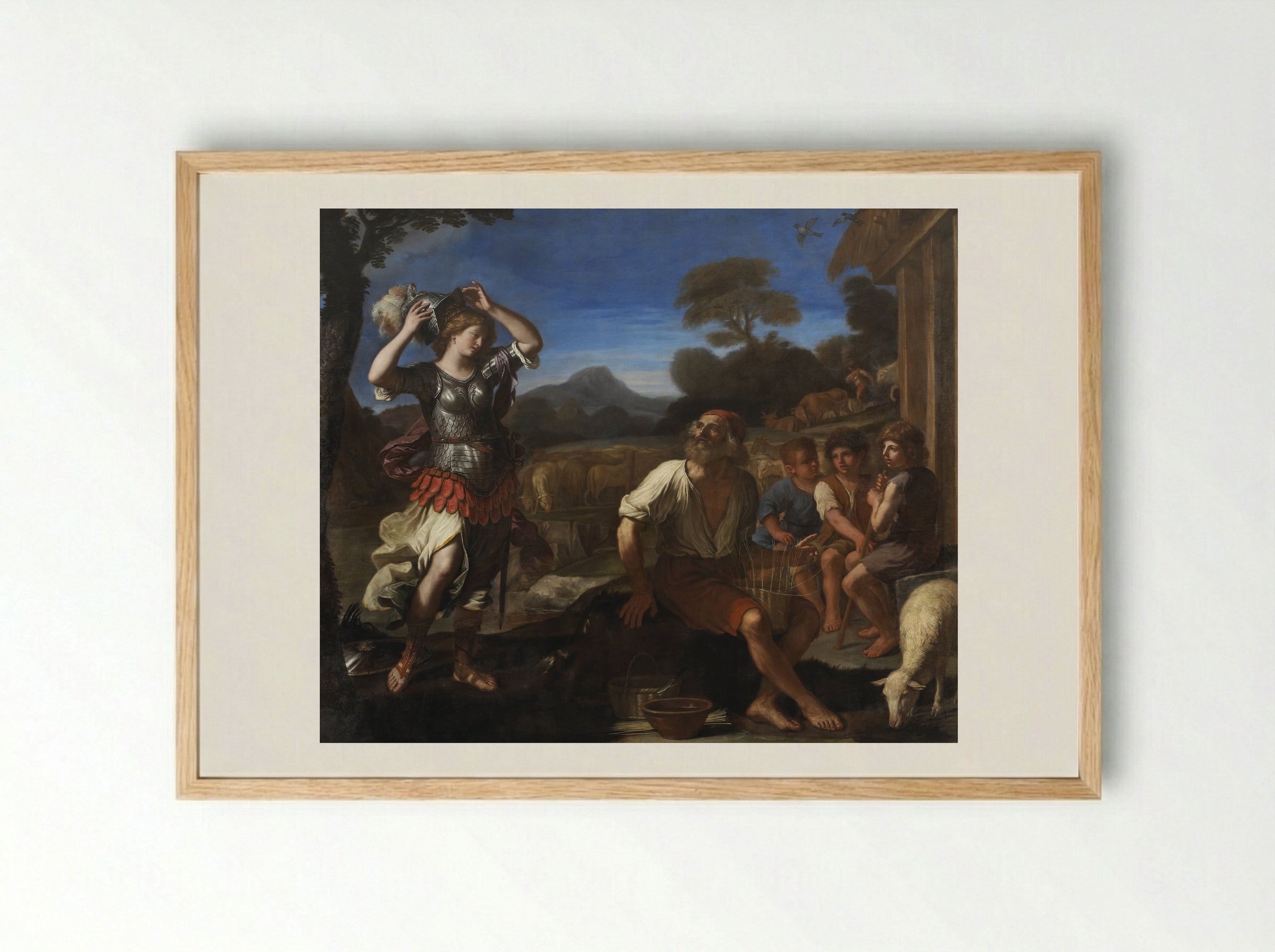 Erminia and the Shepherd - Guercino - Framed Print Wood