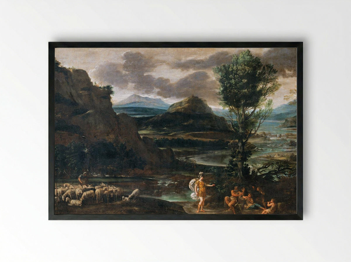 Erminia and the Shepherds - Domenichino - Framed Print Black