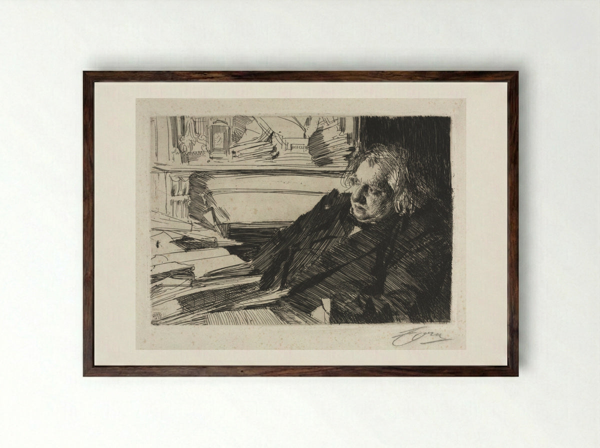 Ernest Renan - Anders Zorn - Framed Print Dark Wood