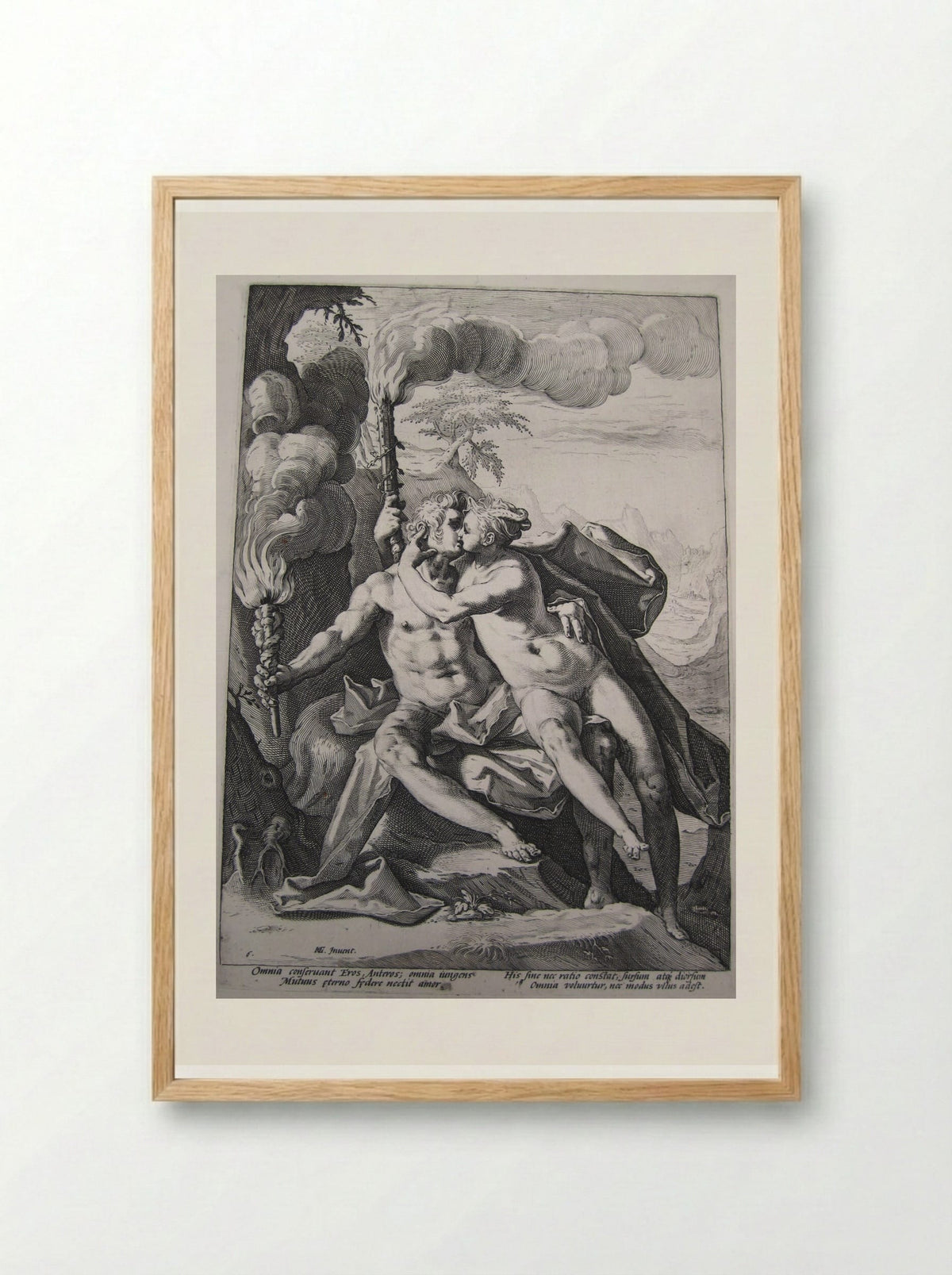 Eros and Anteros - Jacob Matham - Framed Print Wood