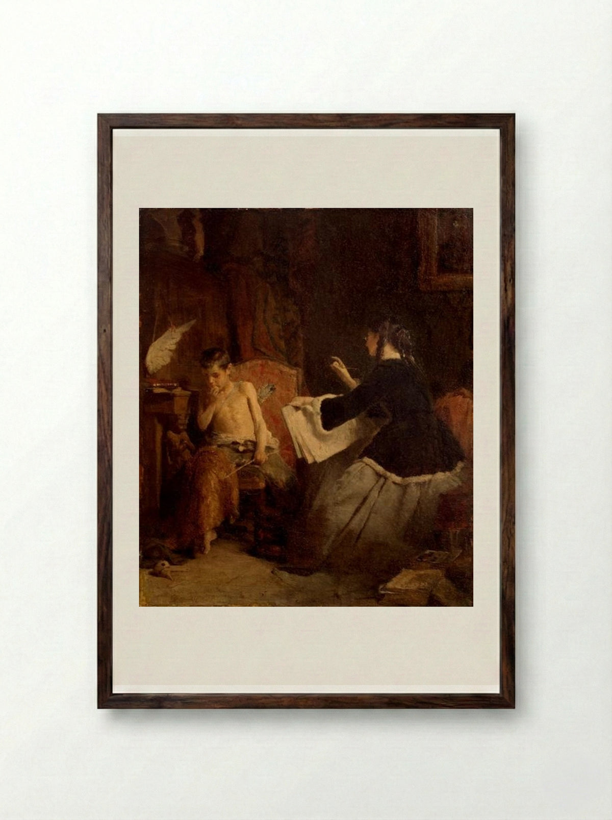 Eros and the Painter - Nikolaos Gyzis - Framed Print Dark Wood