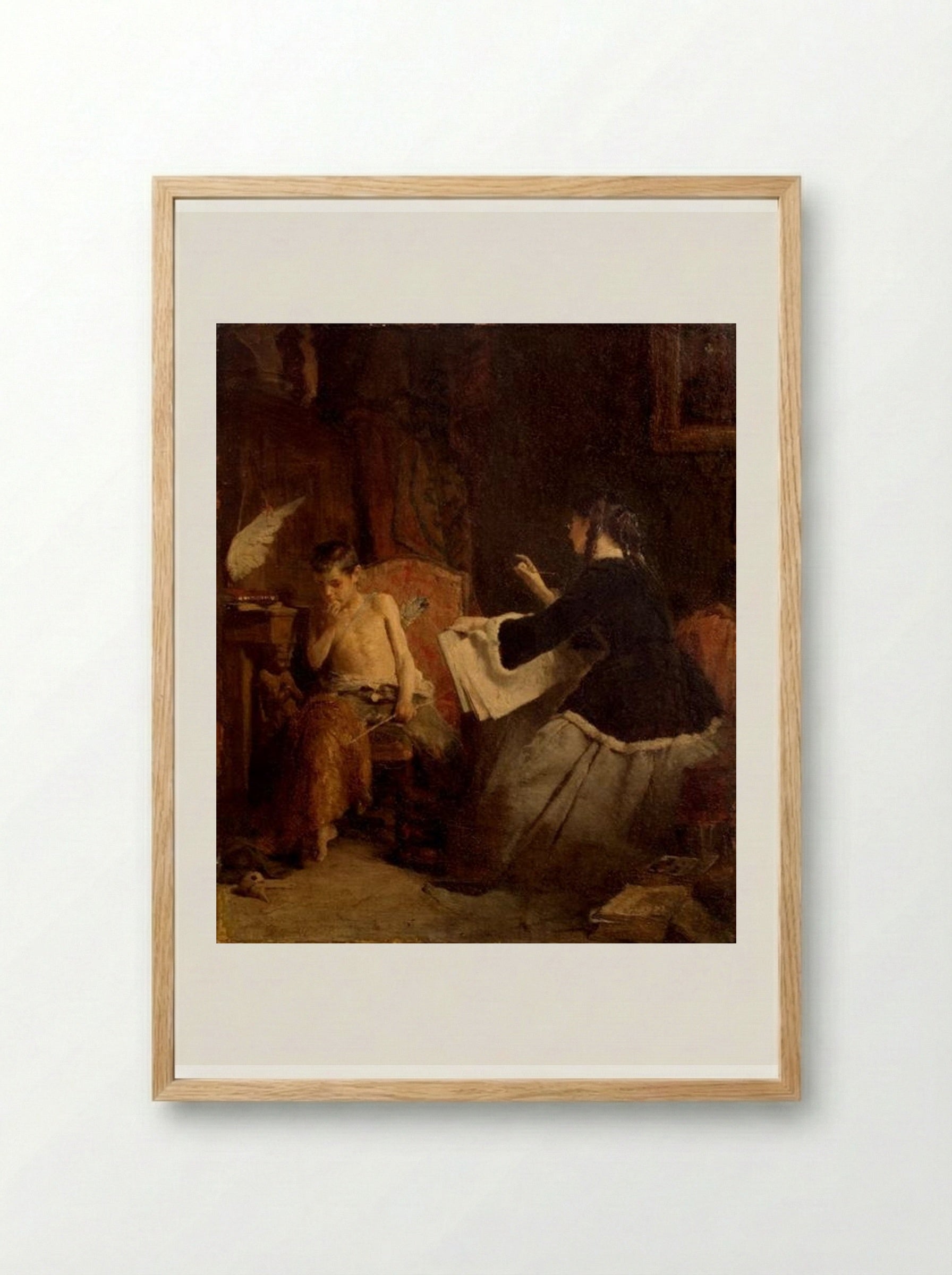 Eros and the Painter - Nikolaos Gyzis - Framed Print Wood