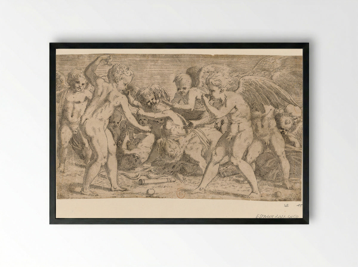 Eros en Anteros - Léon Davent - Framed Print Black