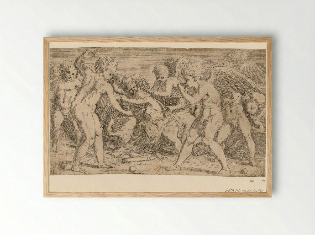 Eros en Anteros - Léon Davent - Framed Print Wood