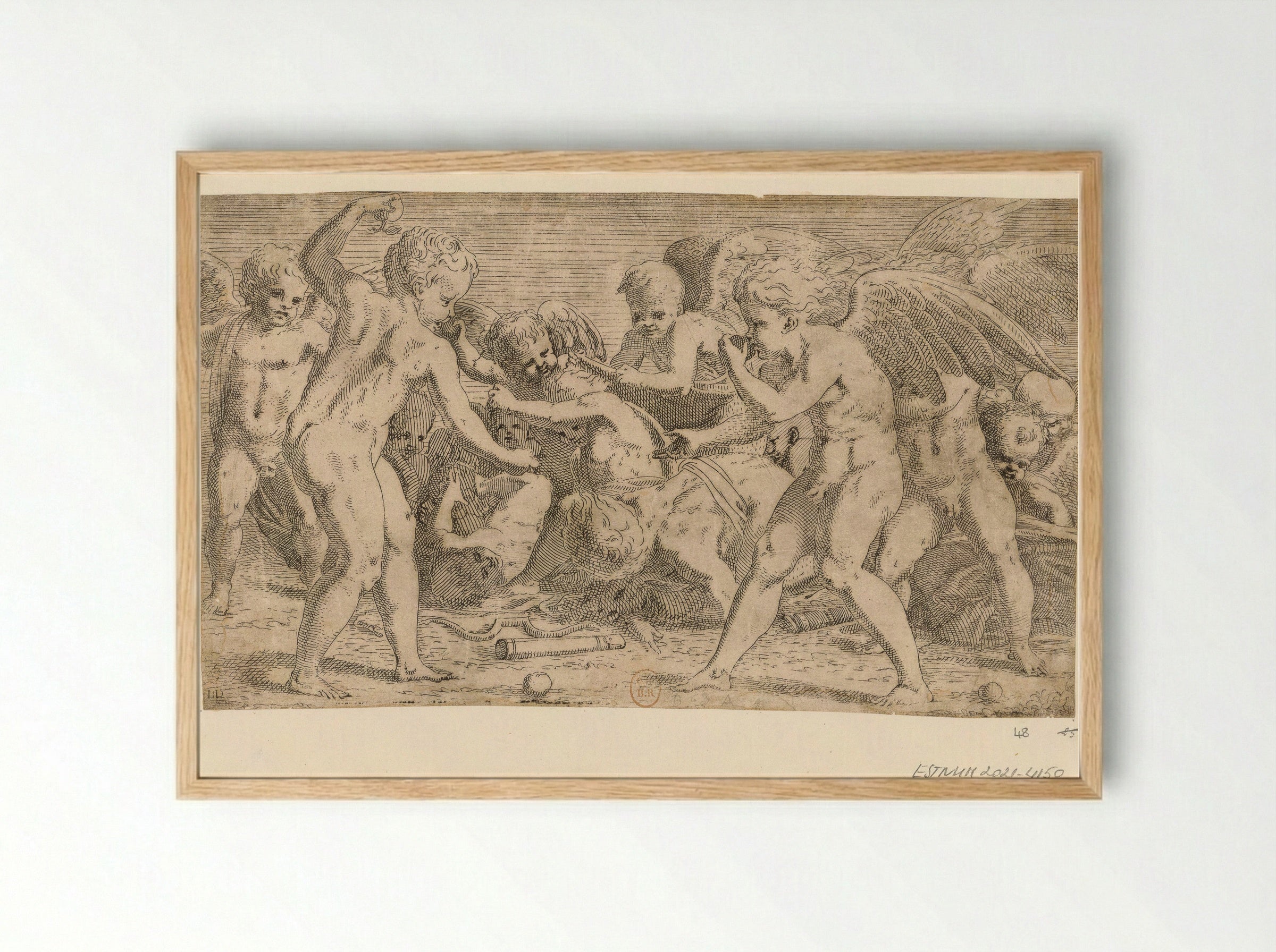 Eros en Anteros - Léon Davent - Framed Print Wood