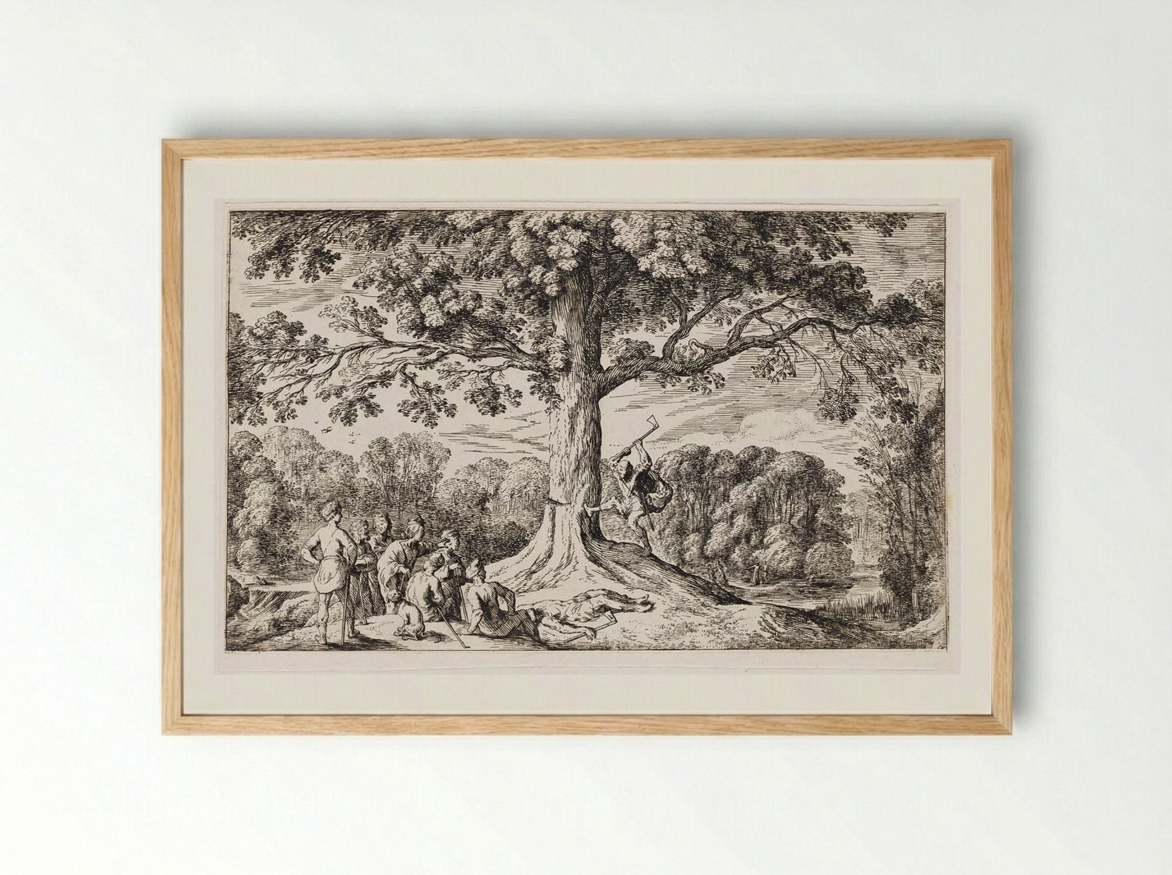 Erysichthon Chops Down an Oak Sacred to Ceres - Johann Wilhelm Baur - Framed Print Wood