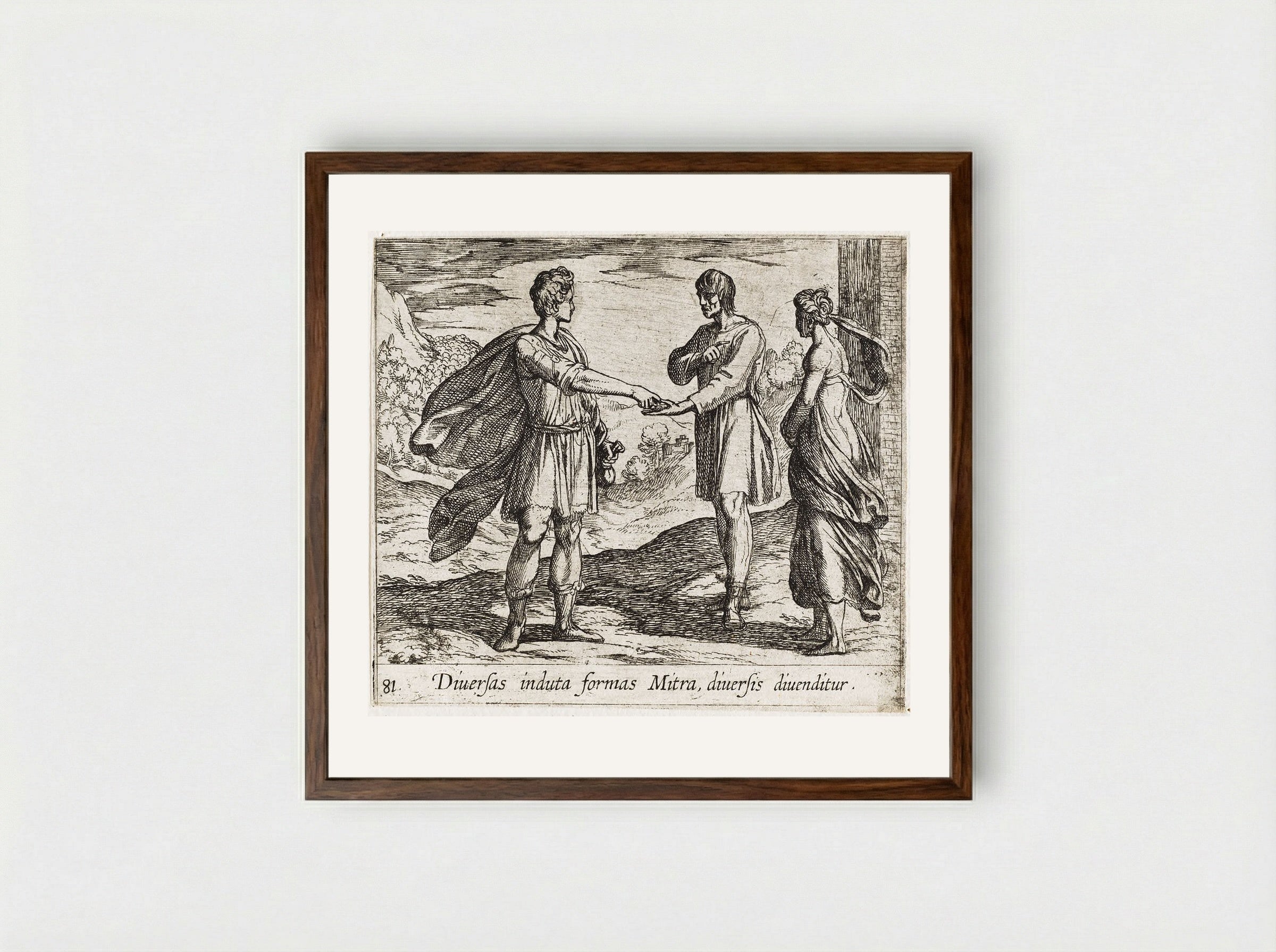 Erysichthon Selling His Daughter - Antonio Tempesta - Framed Print Dark Wood