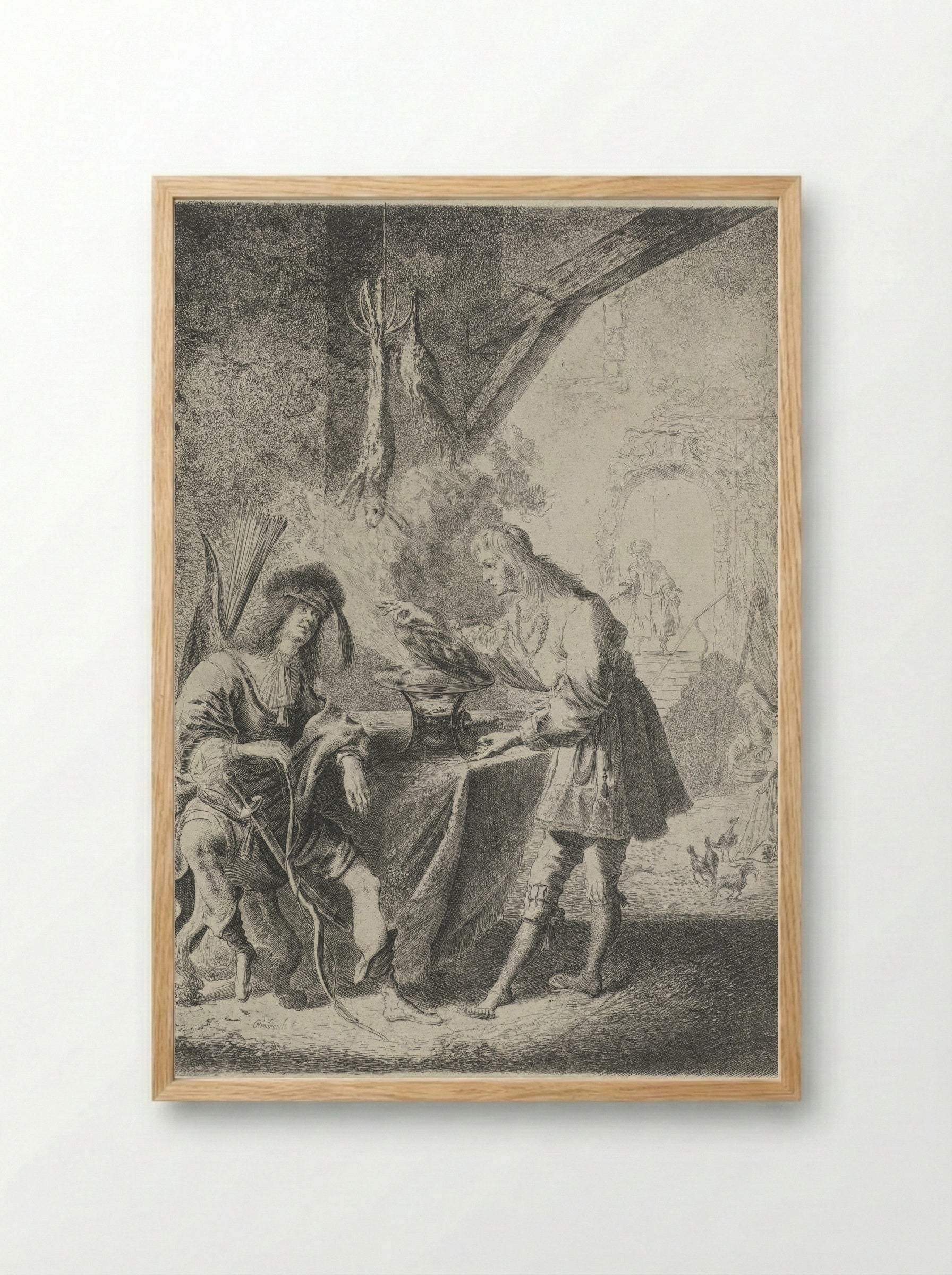 Esau Selling His Birthright to Jacob - Pieter Rottermondt - Framed Print Wood