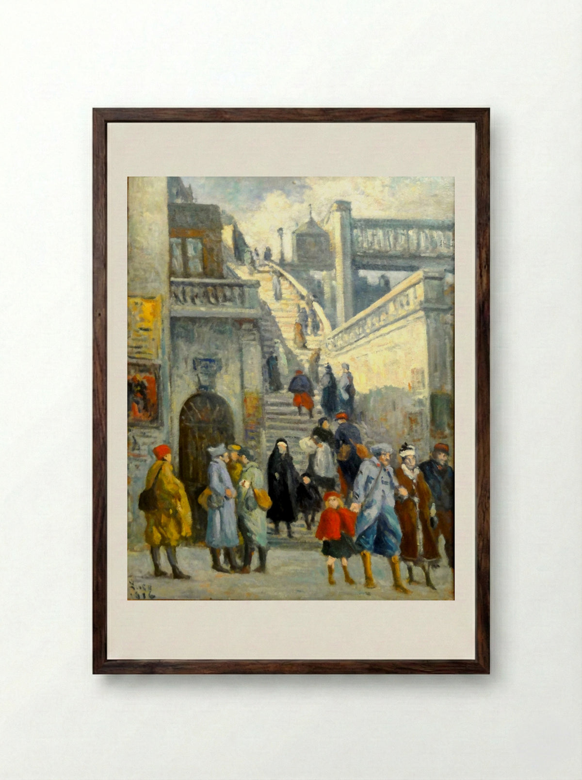 Escaliers de la rue de l'Alsace - Maximilien Luce - Framed Print Dark Wood