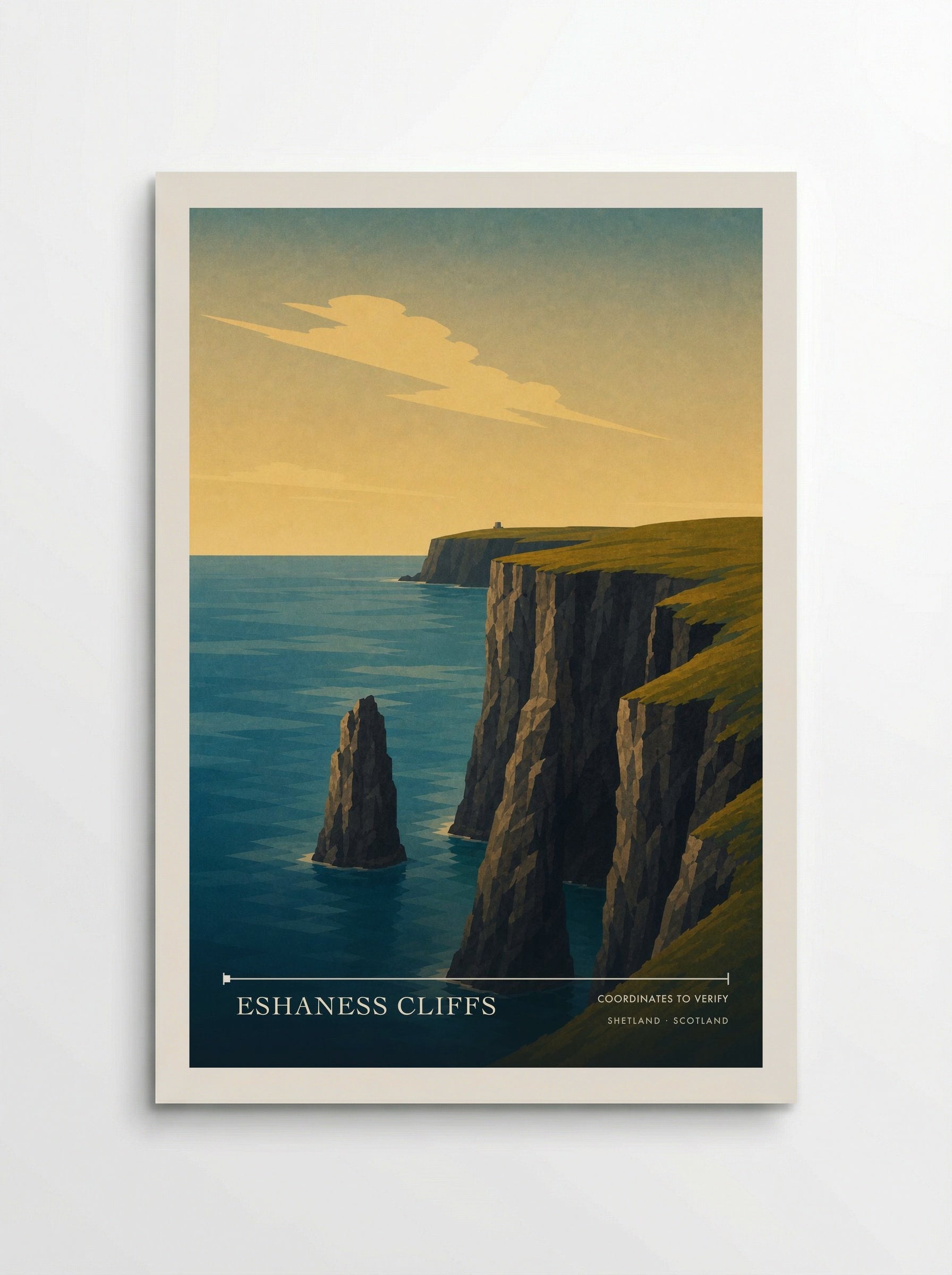 Eshaness Cliffs Shetland Scotland Travel Poster - Poster
