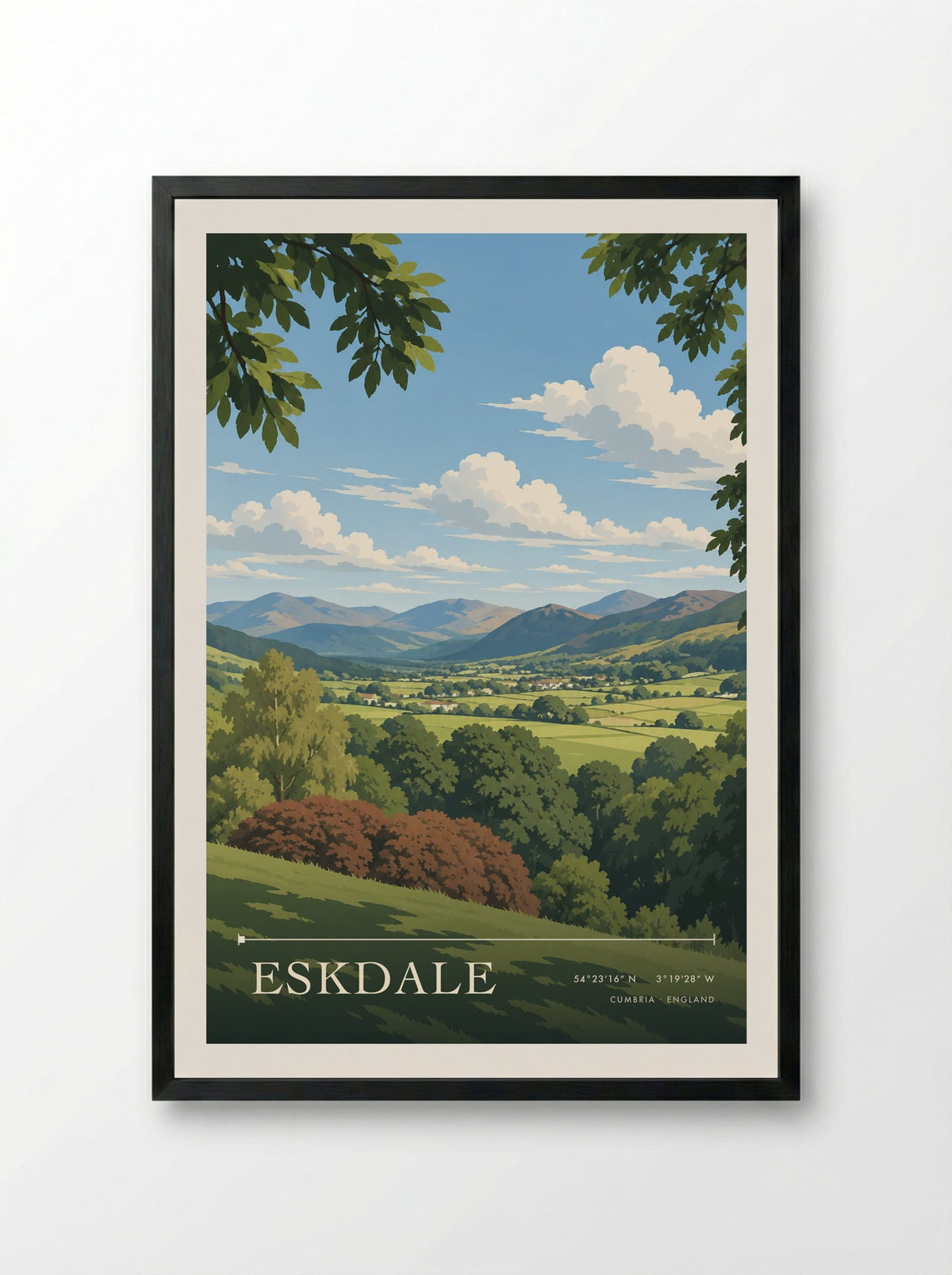 Eskdale, Cumbria | Travel Poster - Framed Print Black