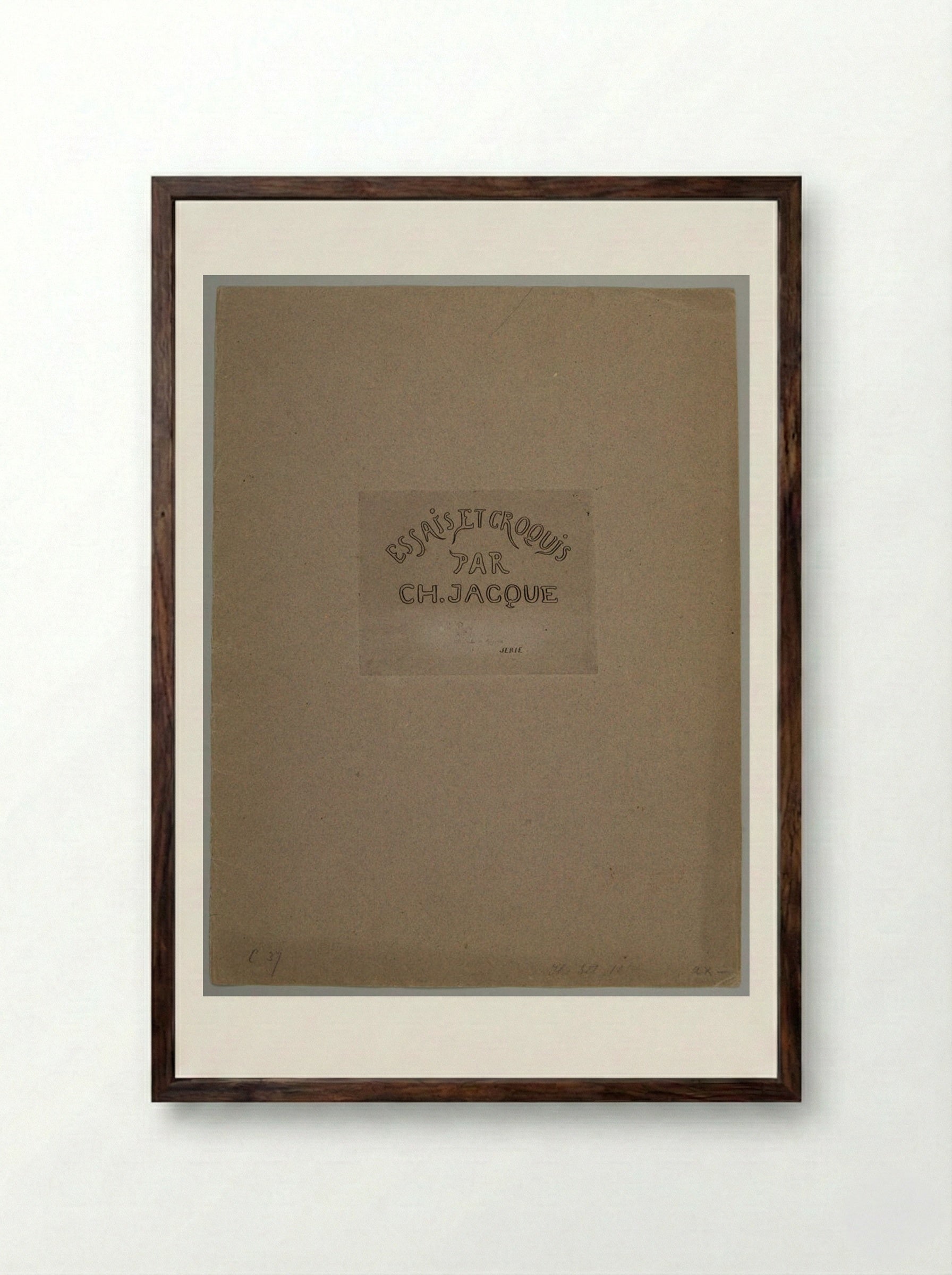 Essais et Croquis (Cover Design) - Charles-Émile Jacque - Framed Print Dark Wood
