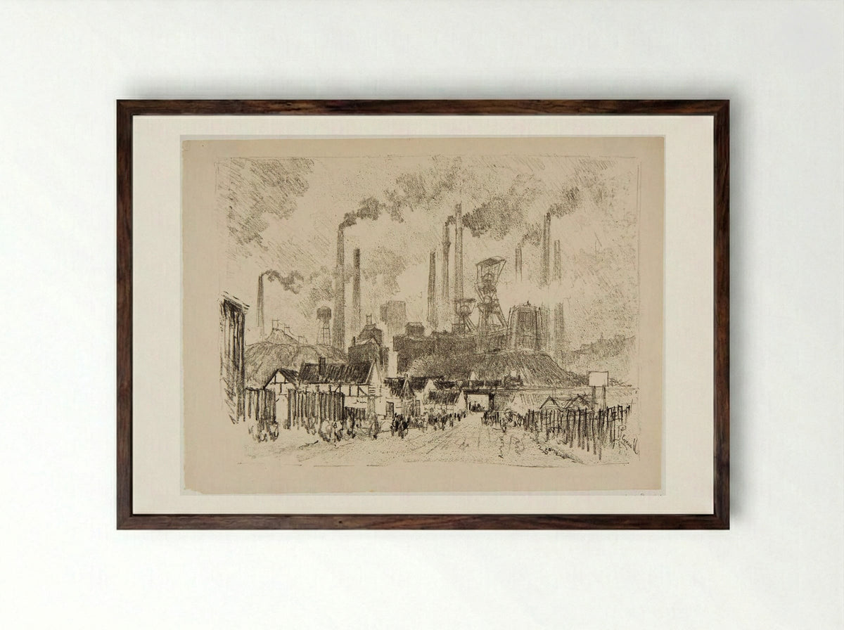 Essen, Germany - Joseph Pennell - Framed Print Dark Wood