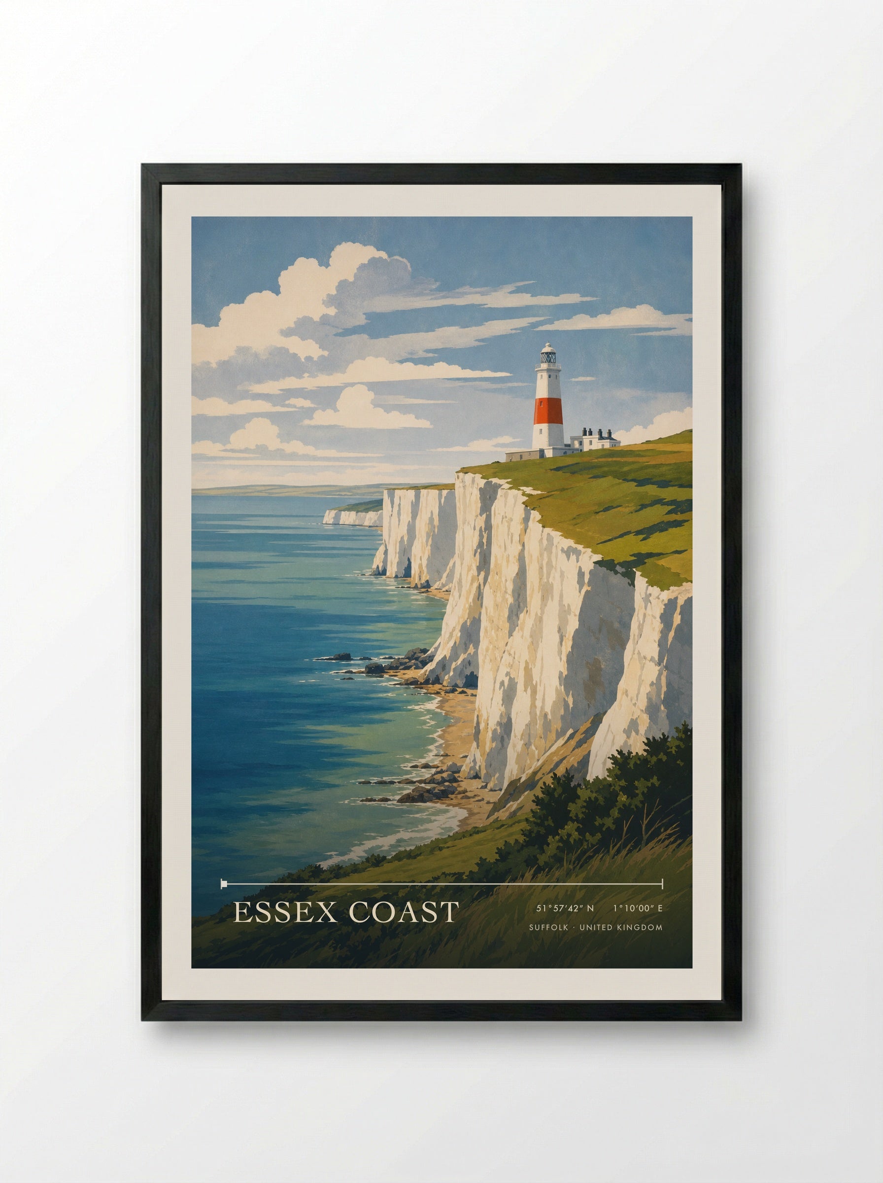 Essex Coast Suffolk United Kingdom Travel Poster - Framed Print Black