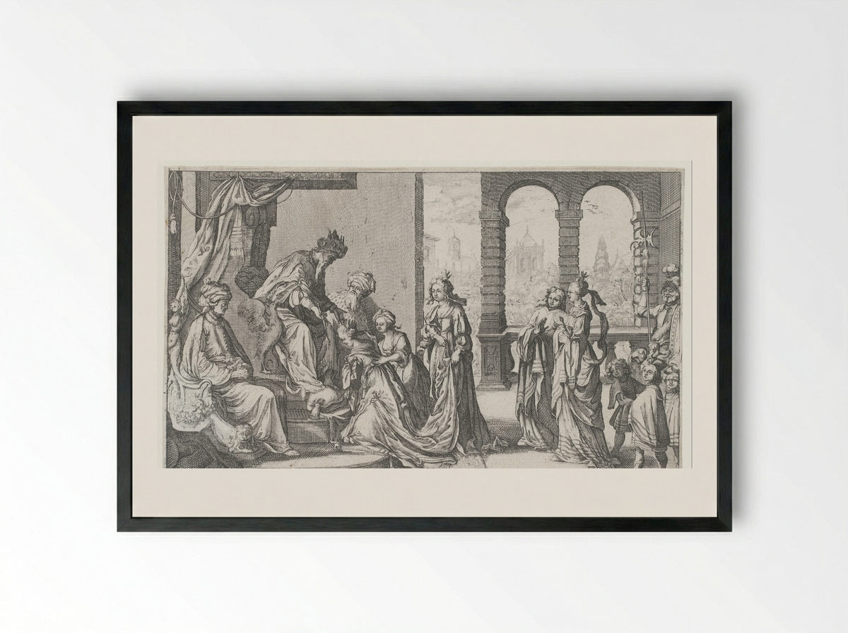 Esther before Ahasuerus - Nicolas de Son - Framed Print Black