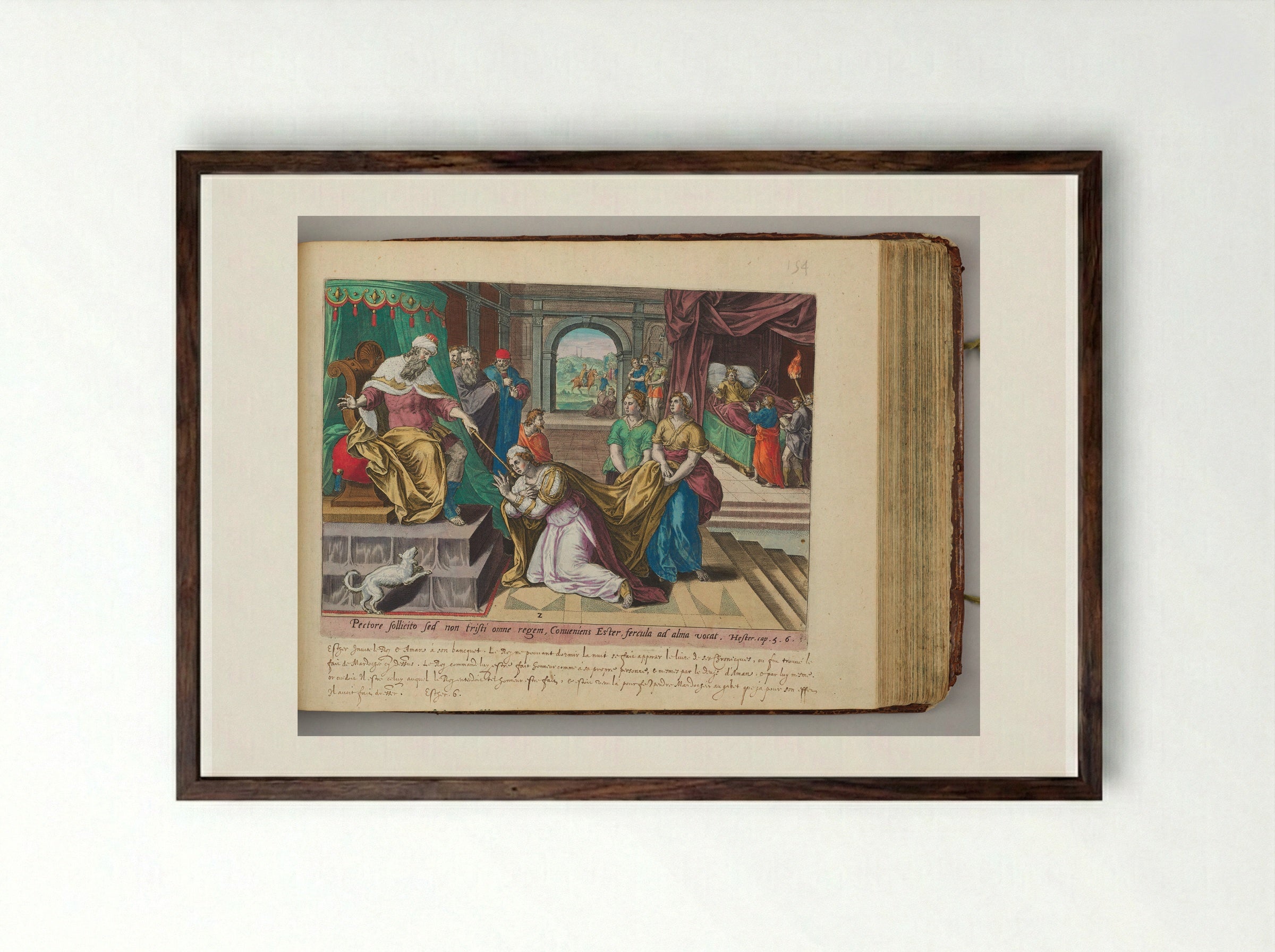Esther before Ahasuerus - Hans Collaert the Elder - Framed Print Dark Wood