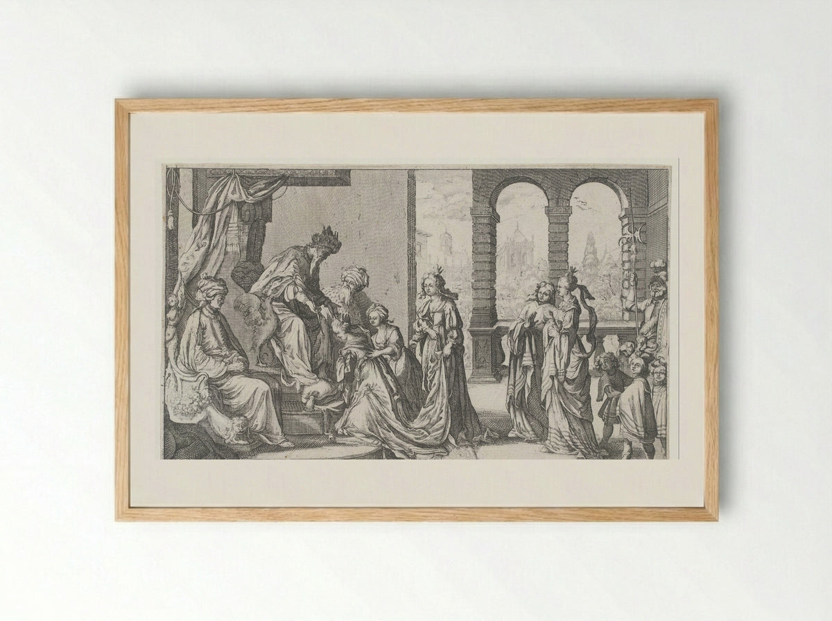 Esther before Ahasuerus - Nicolas de Son - Framed Print Wood