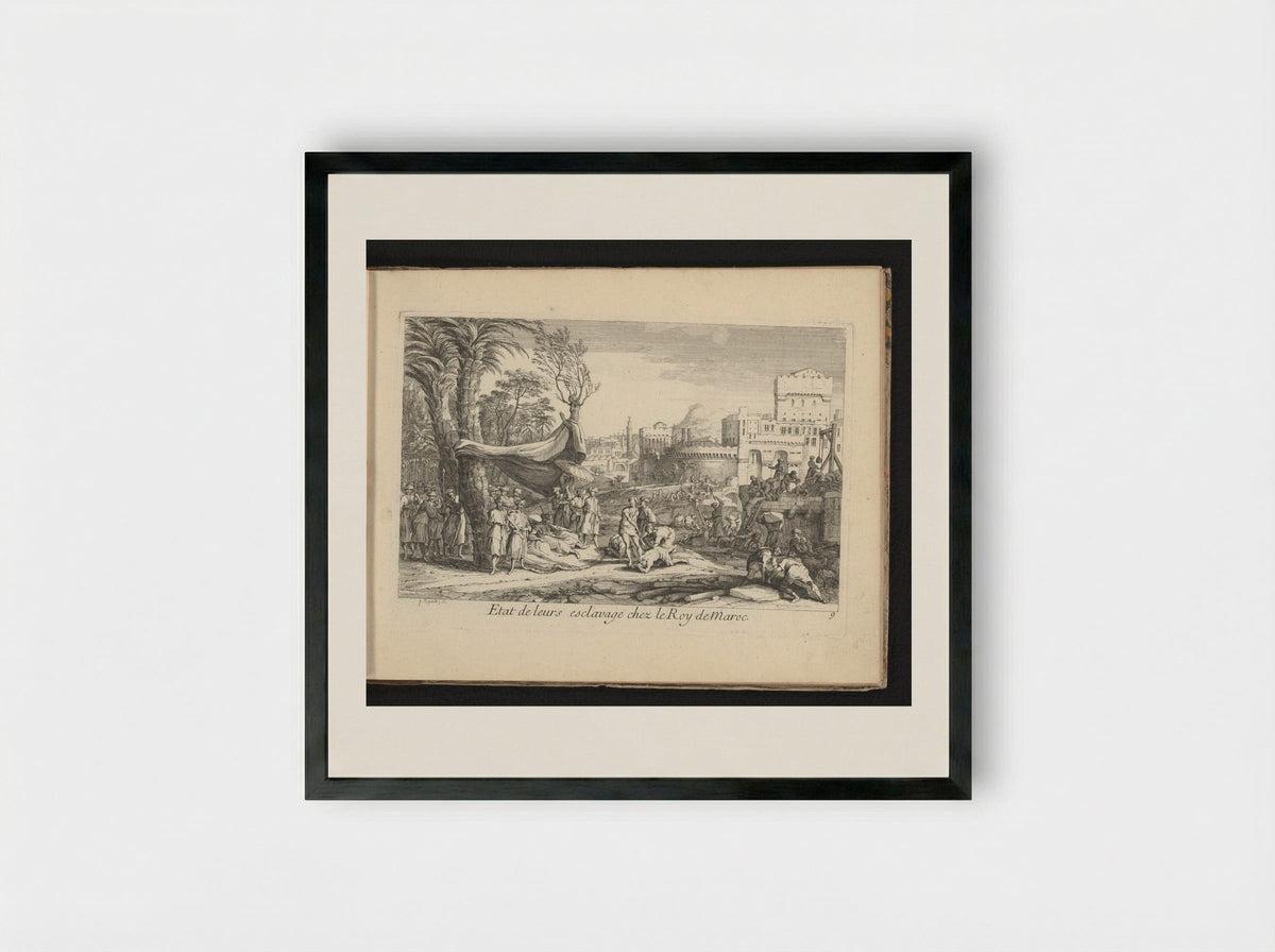 Etat de leurs esclavage chez le Roy de Maroc - Gaspard Duchange - Framed Print Black