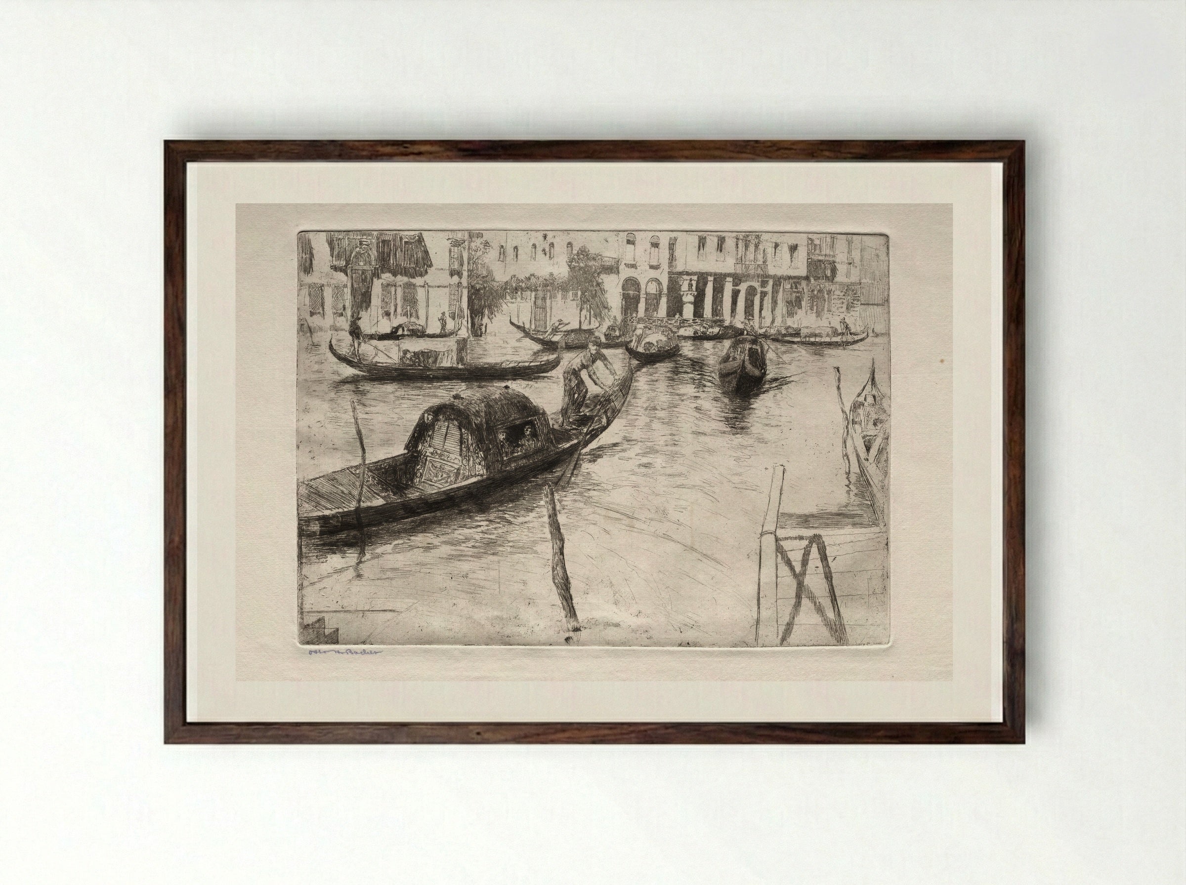 Etchings of Venice: St. Marks - Otto H. Bacher - Framed Print Dark Wood