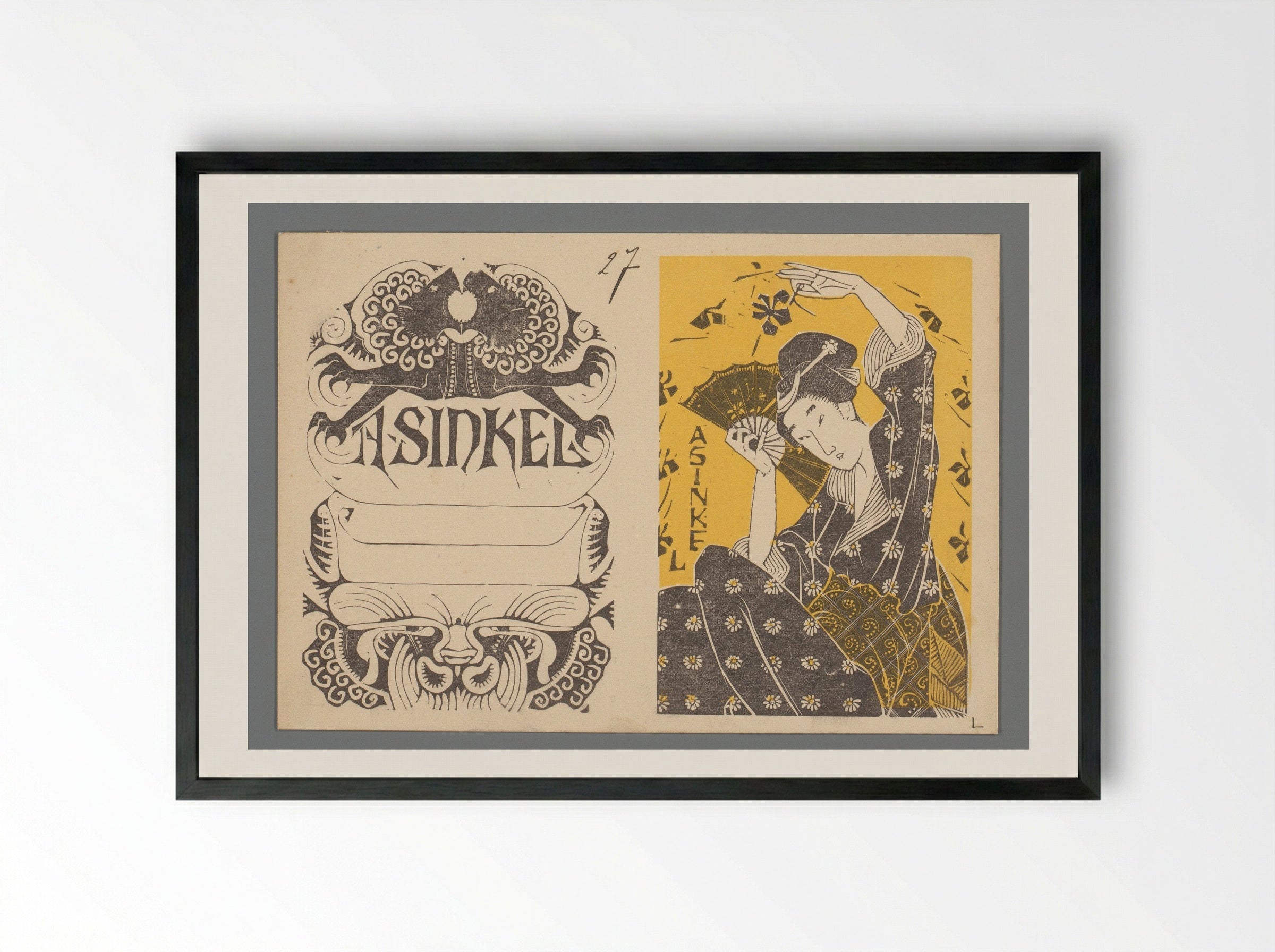 Etiket van A. Sinkel - Mathieu Lauweriks - Framed Print Black